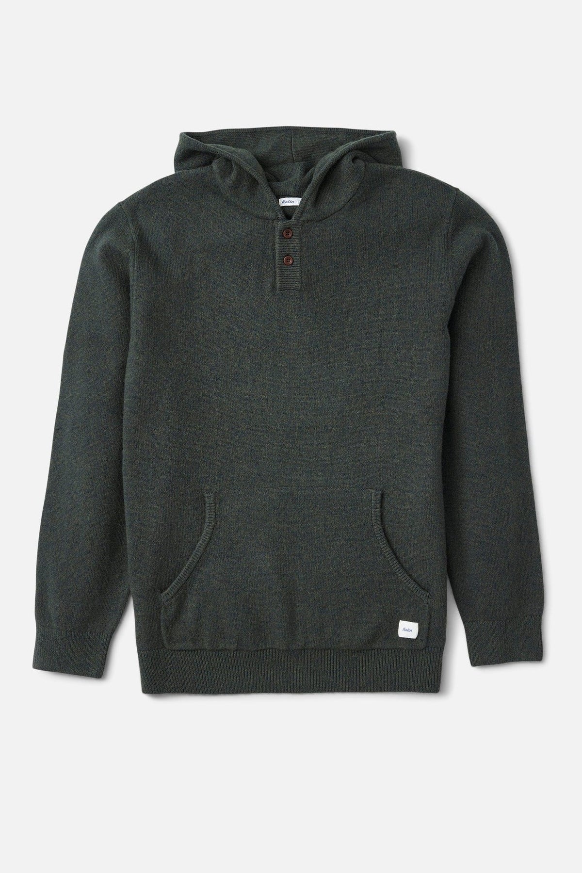 KATIN-Hayes Hooded Henley Sweater-Heather Green-BACKYARD