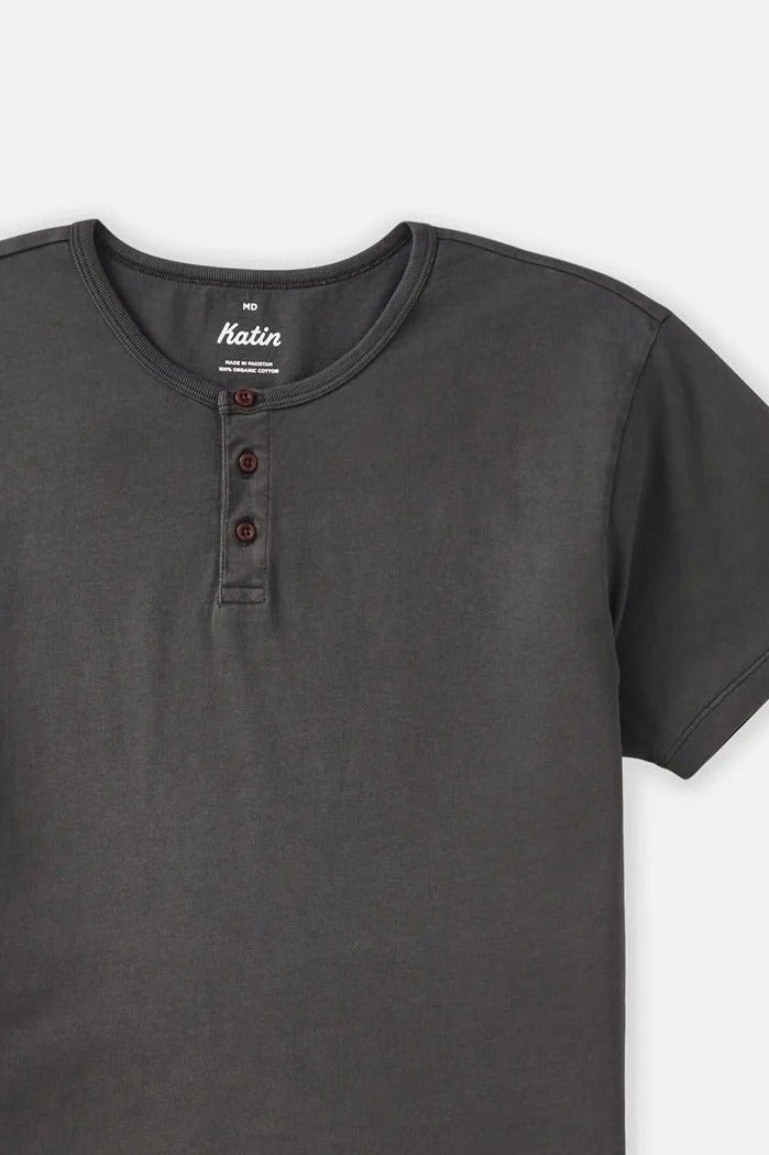 KATIN - Mesa Henley Tee - Black Wash - BACKYARD