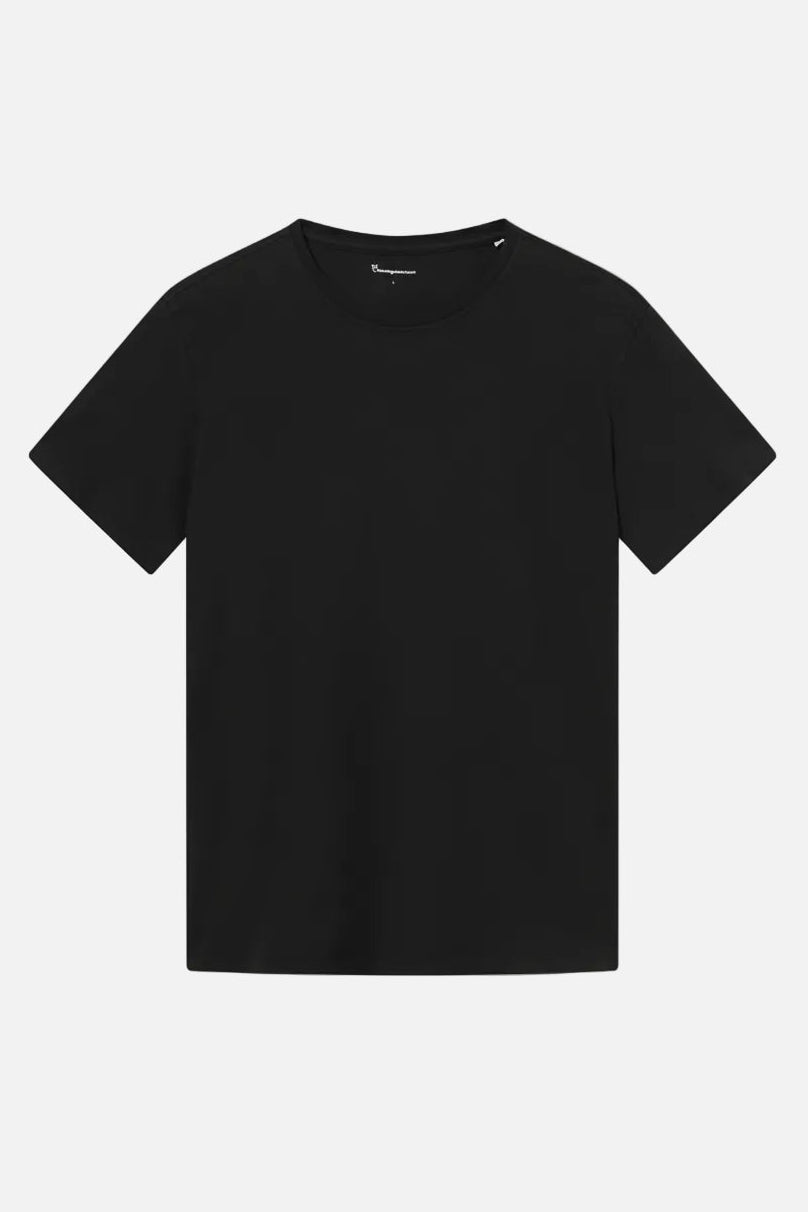 KNOWLEDGE COTTON-Basic T-Shirt-Black Jet-BACKYARD