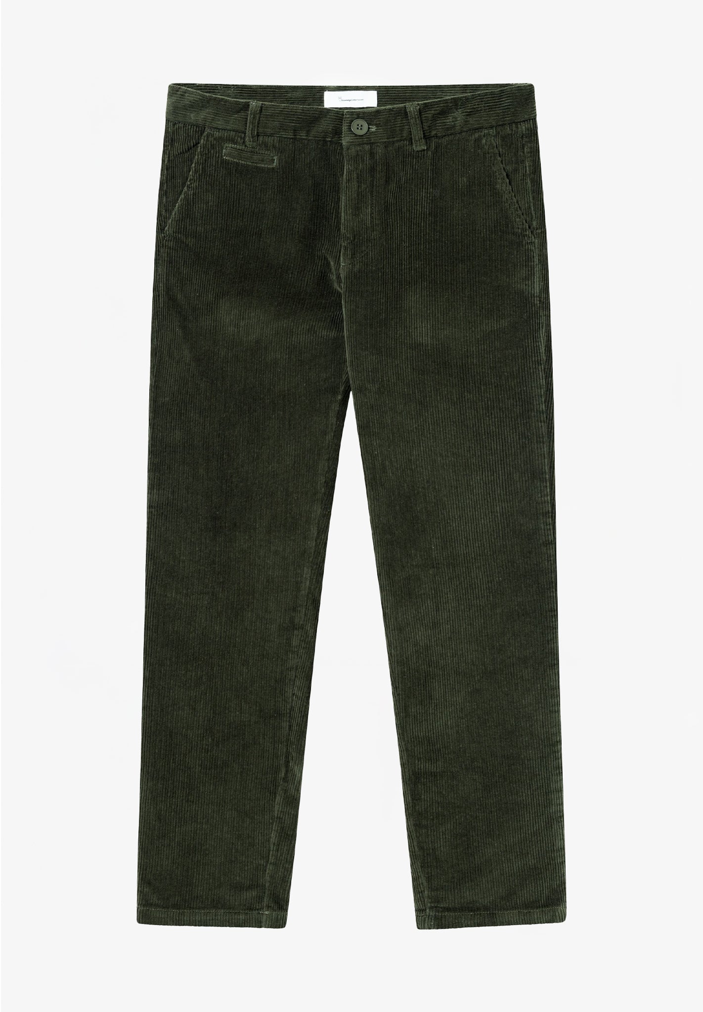 KNOWLEDGE COTTON - Chuck Regular Cord Chino Pants - Forest Night - BACKYARD