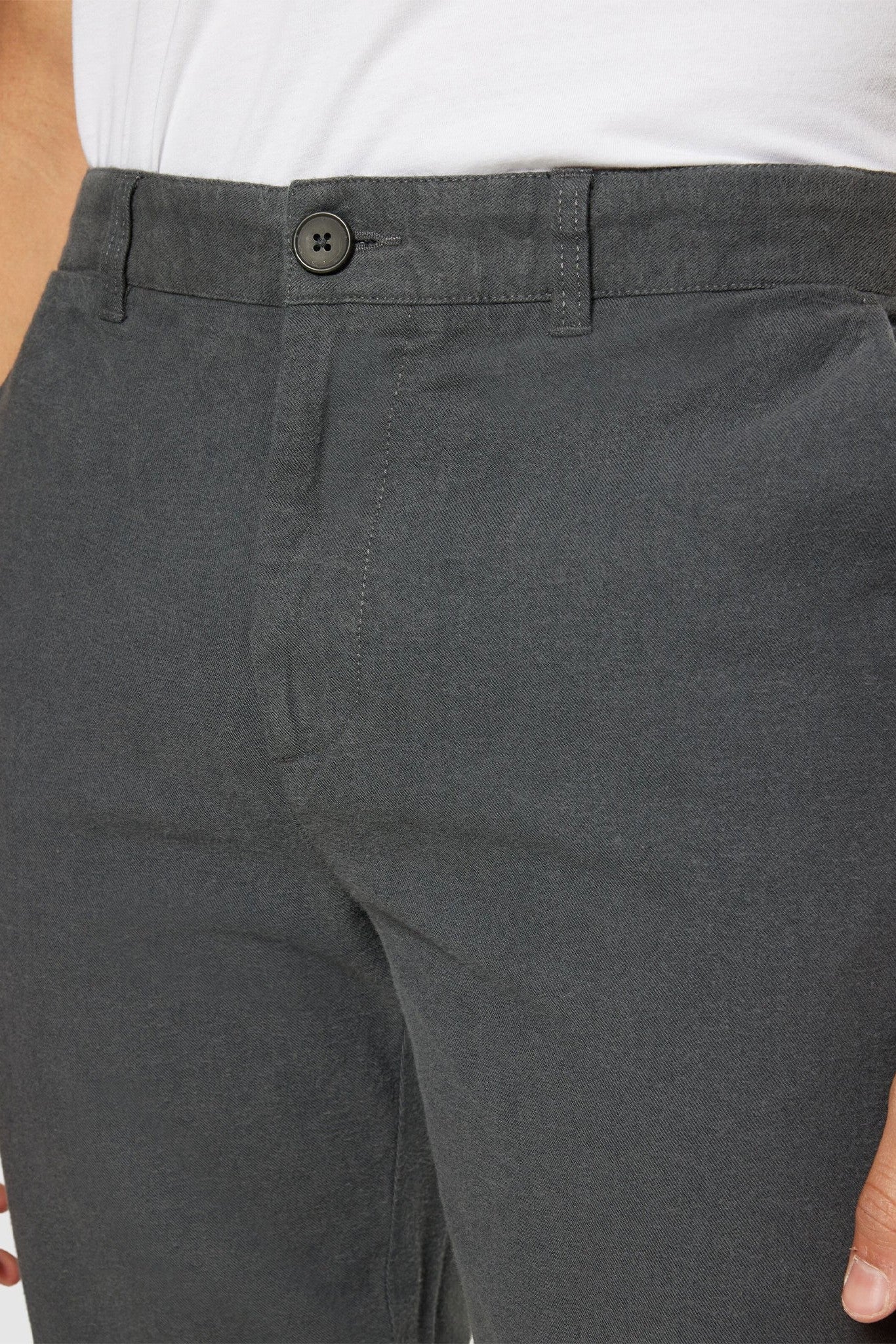 KNOWLEDGE COTTON - Chuck Regular Flannel Chino Pants - Gray Pinstripe - BACKYARD