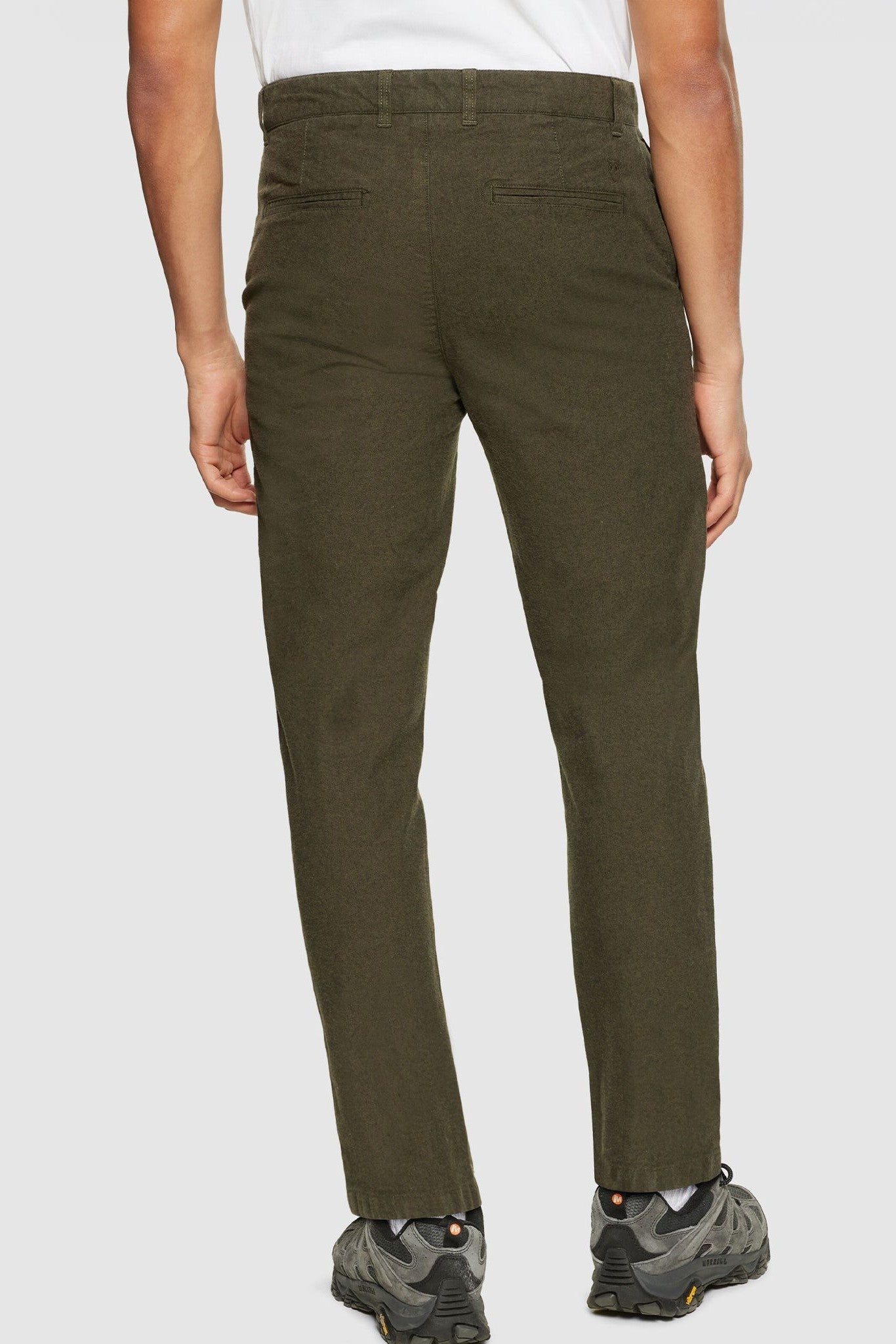 KNOWLEDGE COTTON - Chuck Regular Flannel Chino Pants - Dark Olive - BACKYARD