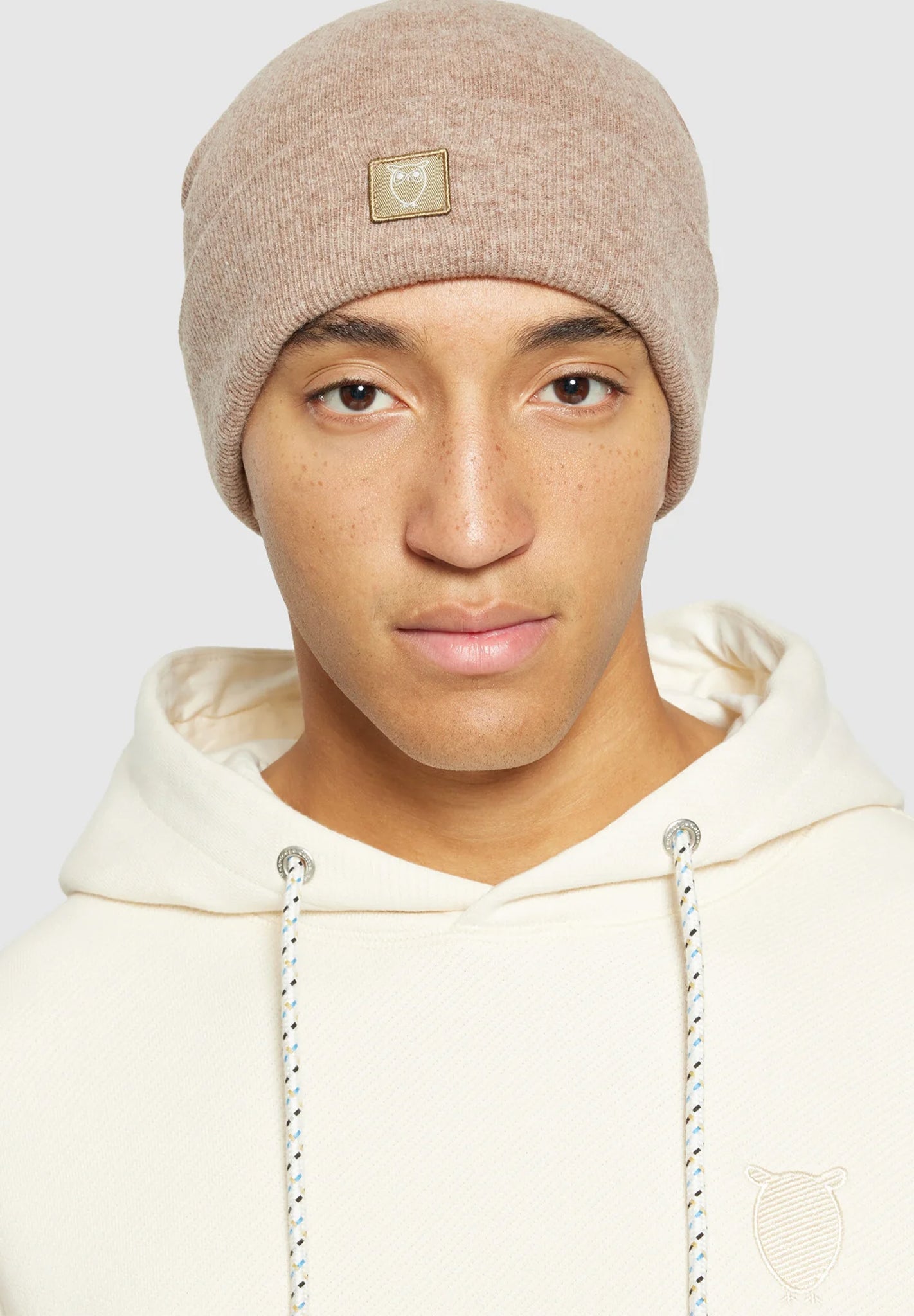 KNOWLEDGE COTTON - Double Layer Rib Wool Beanie - Kelp Melange - BACKYARD