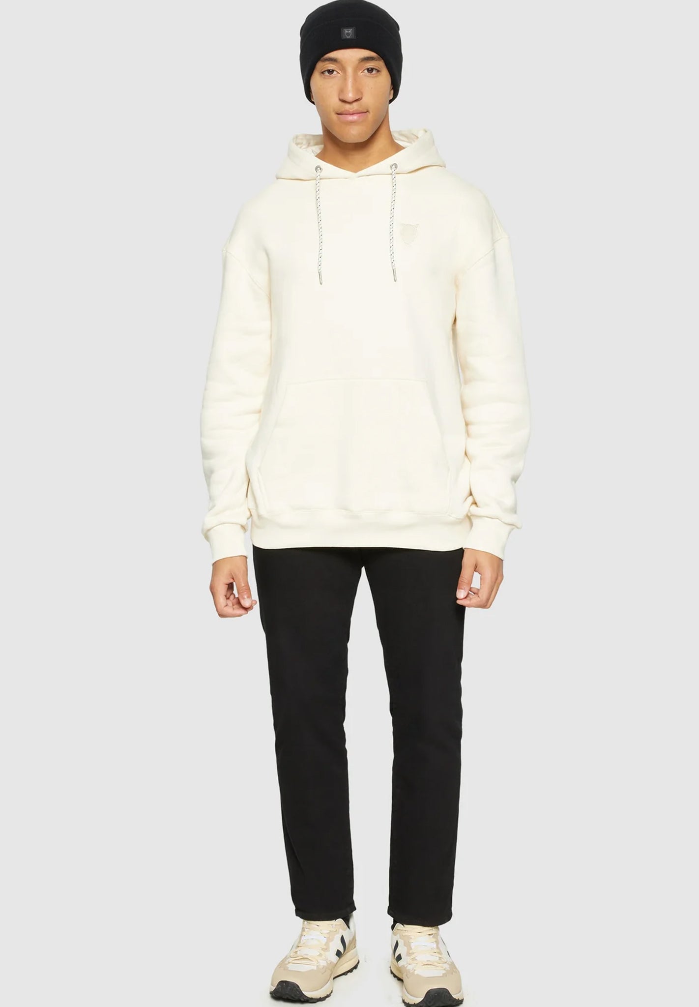 KNOWLEDGE COTTON - Double Layer Rib Wool Beanie - Black Jet - BACKYARD