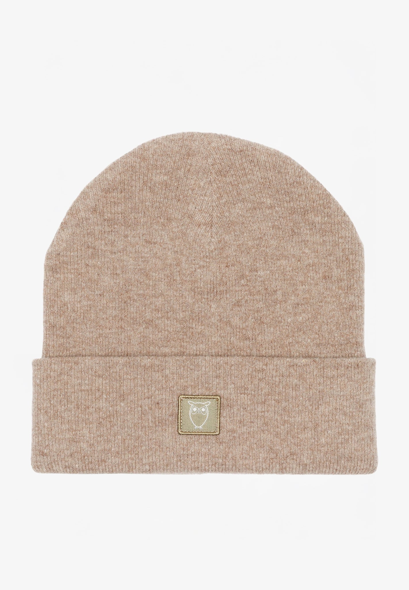 KNOWLEDGE COTTON - Double Layer Rib Wool Beanie - Kelp Melange - BACKYARD