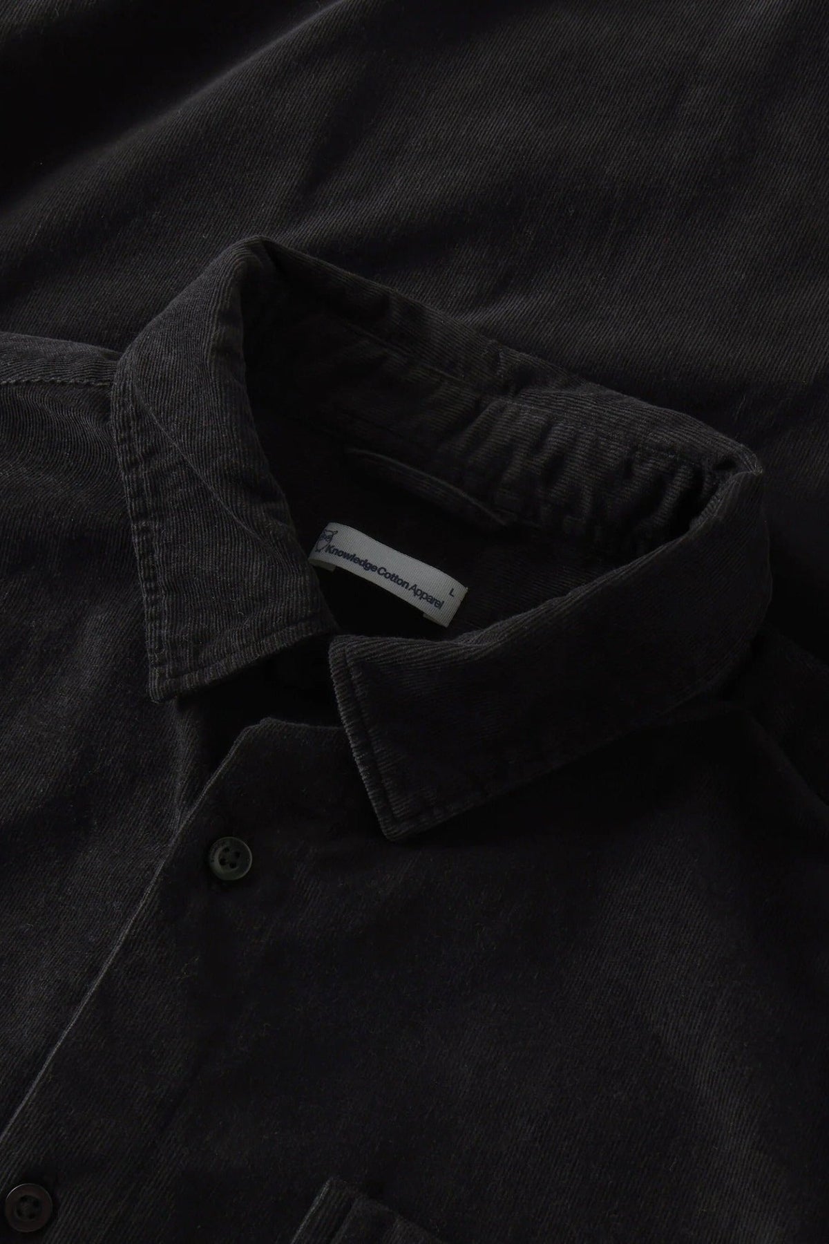 KNOWLEDGE COTTON-Dune Regular Corduroy Shirt-Black Jet-BACKYARD