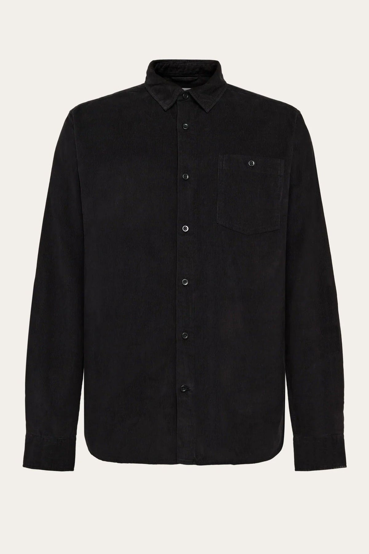 KNOWLEDGE COTTON-Dune Regular Corduroy Shirt-Black Jet-BACKYARD