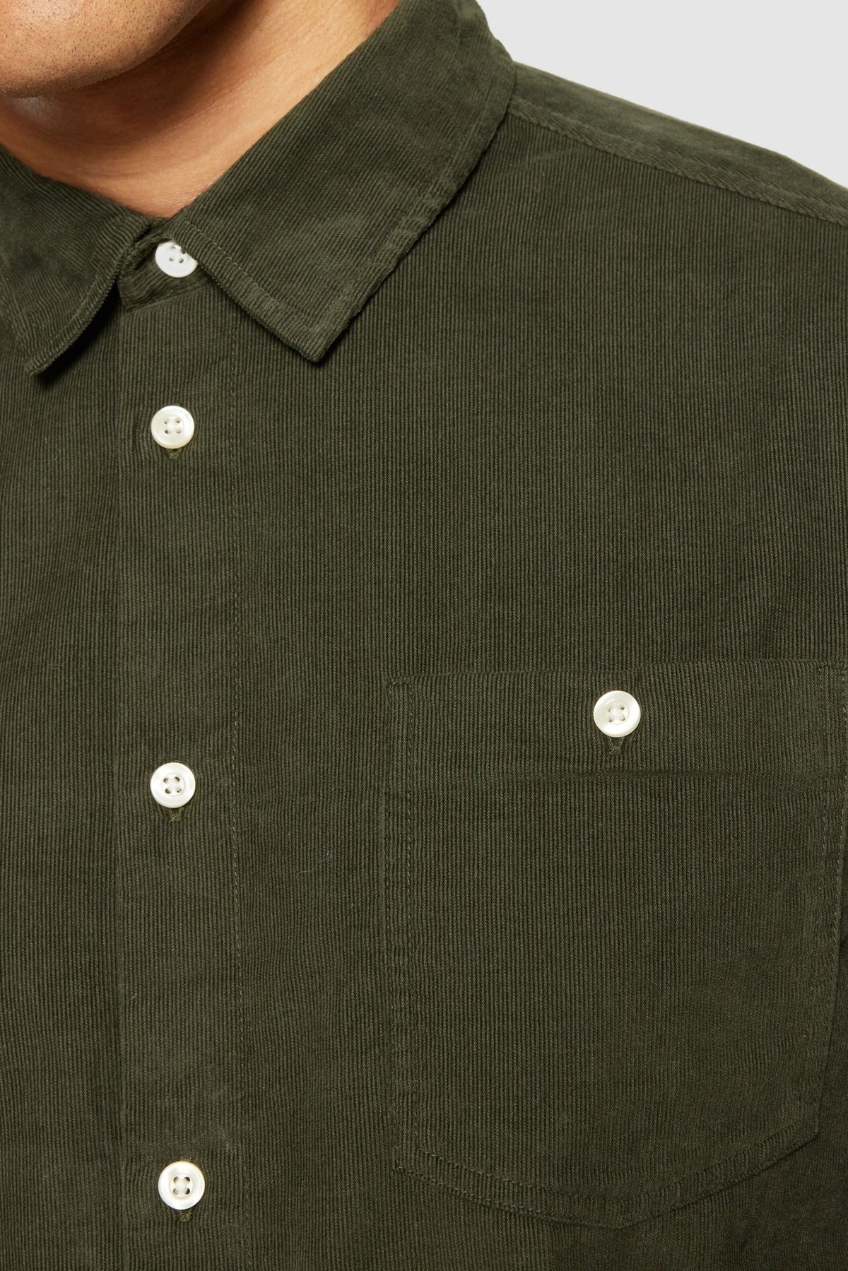 KNOWLEDGE COTTON-Dune Regular Corduroy Shirt-Forrest Night-BACKYARD