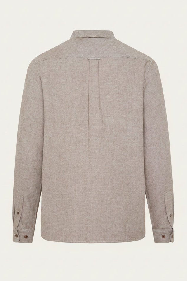 KNOWLEDGE COTTON-Dune Regular Flannel Shirt-Demitasse-BACKYARD