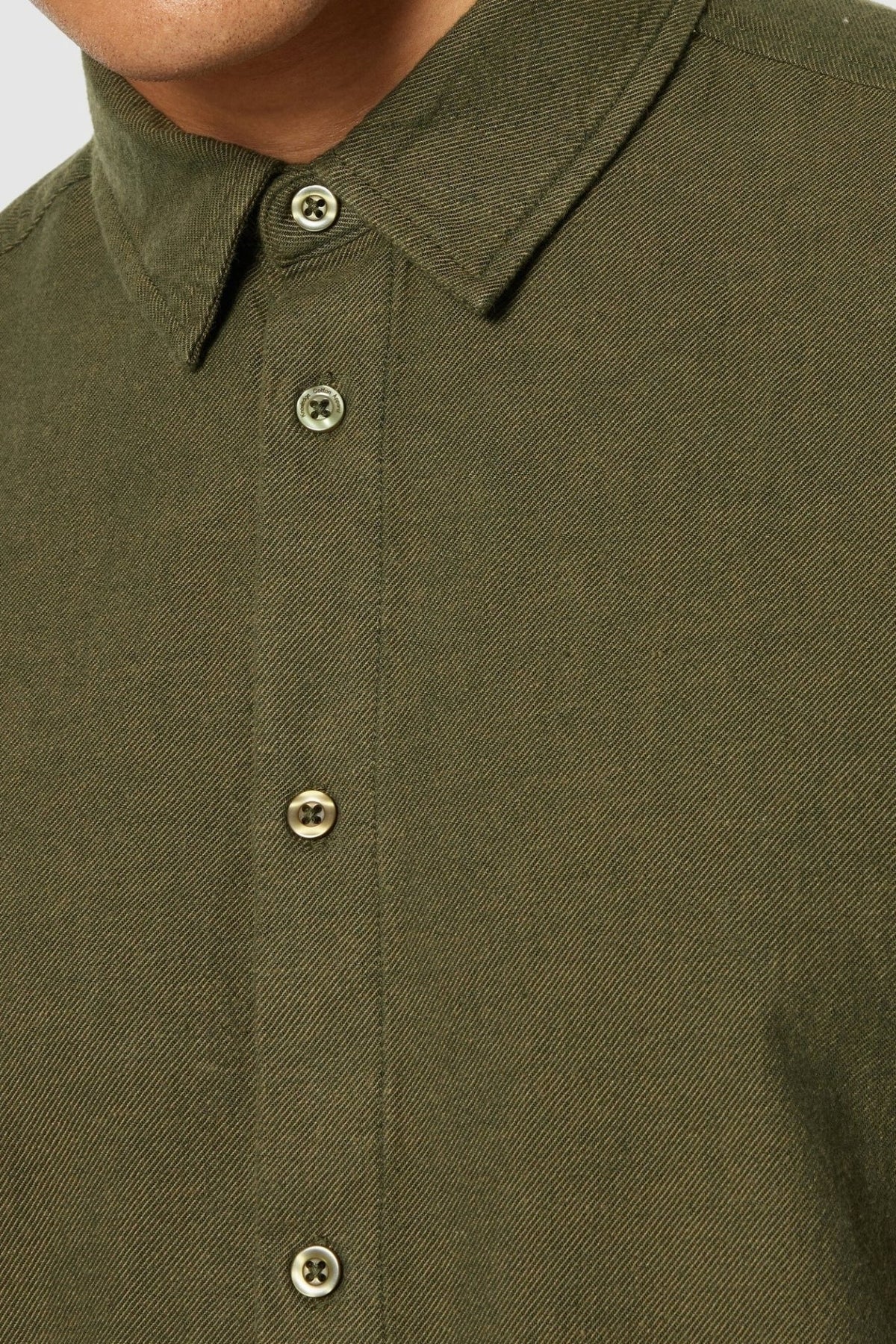 KNOWLEDGE COTTON-Dune Regular Flannel Shirt-Forrest Night-BACKYARD