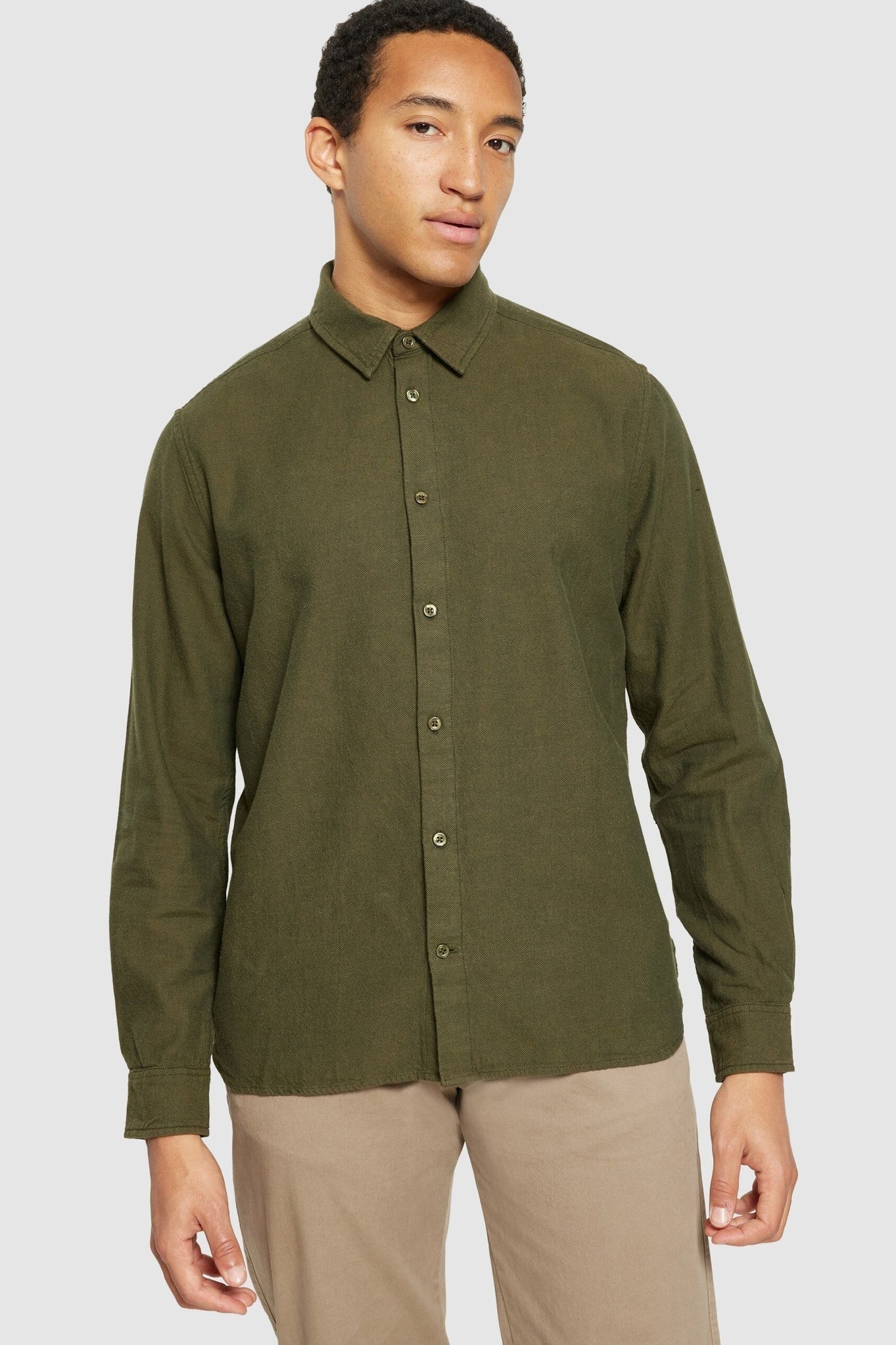KNOWLEDGE COTTON-Dune Regular Flannel Shirt-Forrest Night-BACKYARD