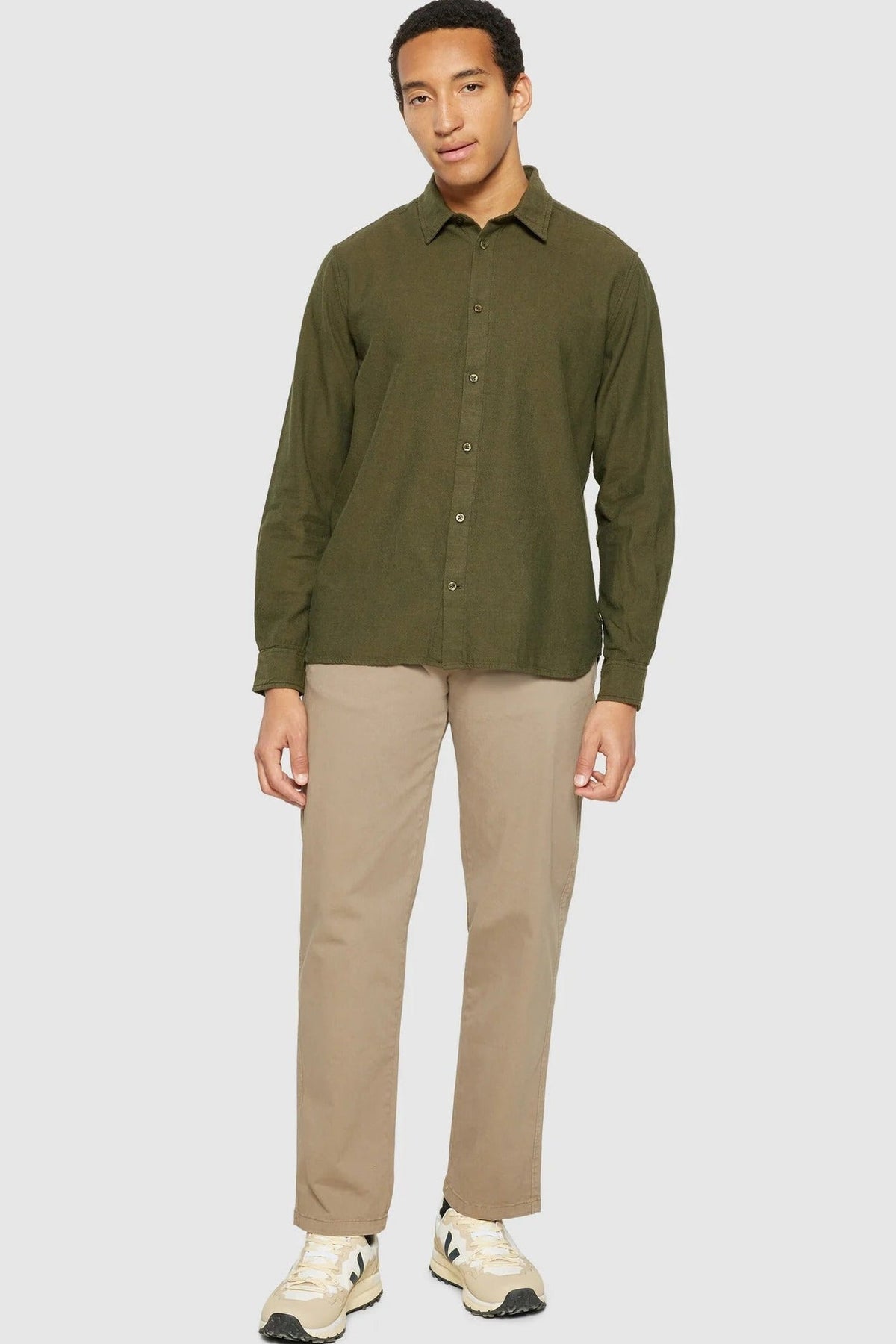 KNOWLEDGE COTTON-Dune Regular Flannel Shirt-Forrest Night-BACKYARD