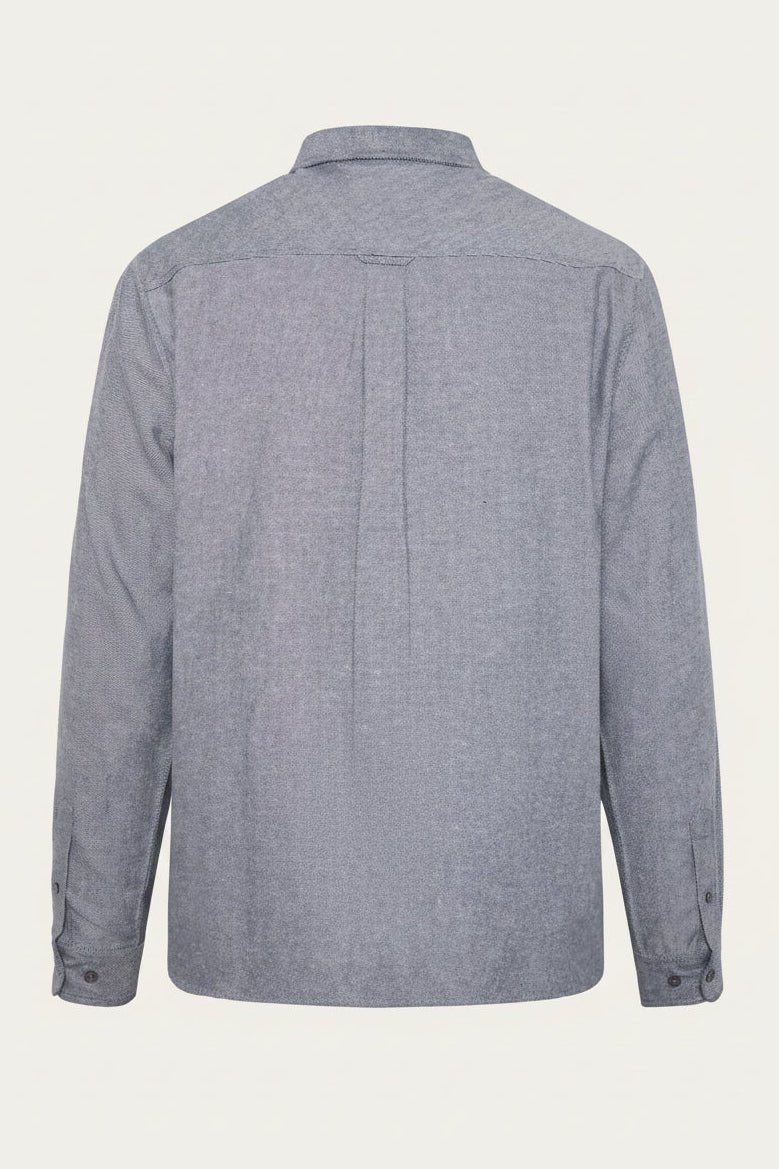 KNOWLEDGE COTTON-Dune Regular Flannel Shirt-Night Sky-BACKYARD