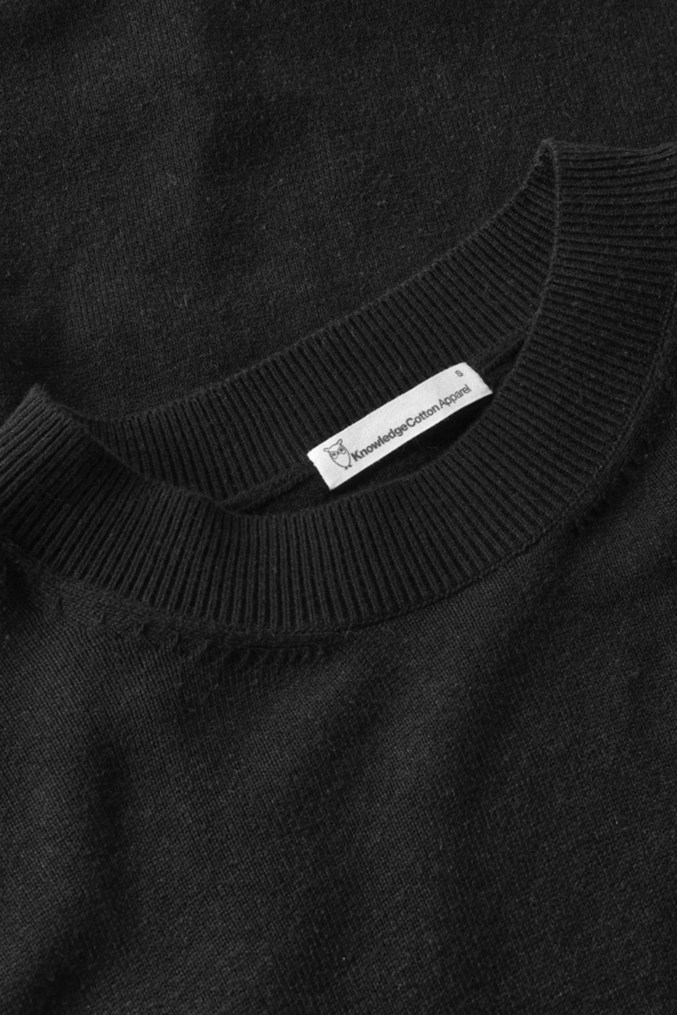 KNOWLEDGE COTTON - Organic Cotton Crew Neck Knit - Black Jet - BACKYARD