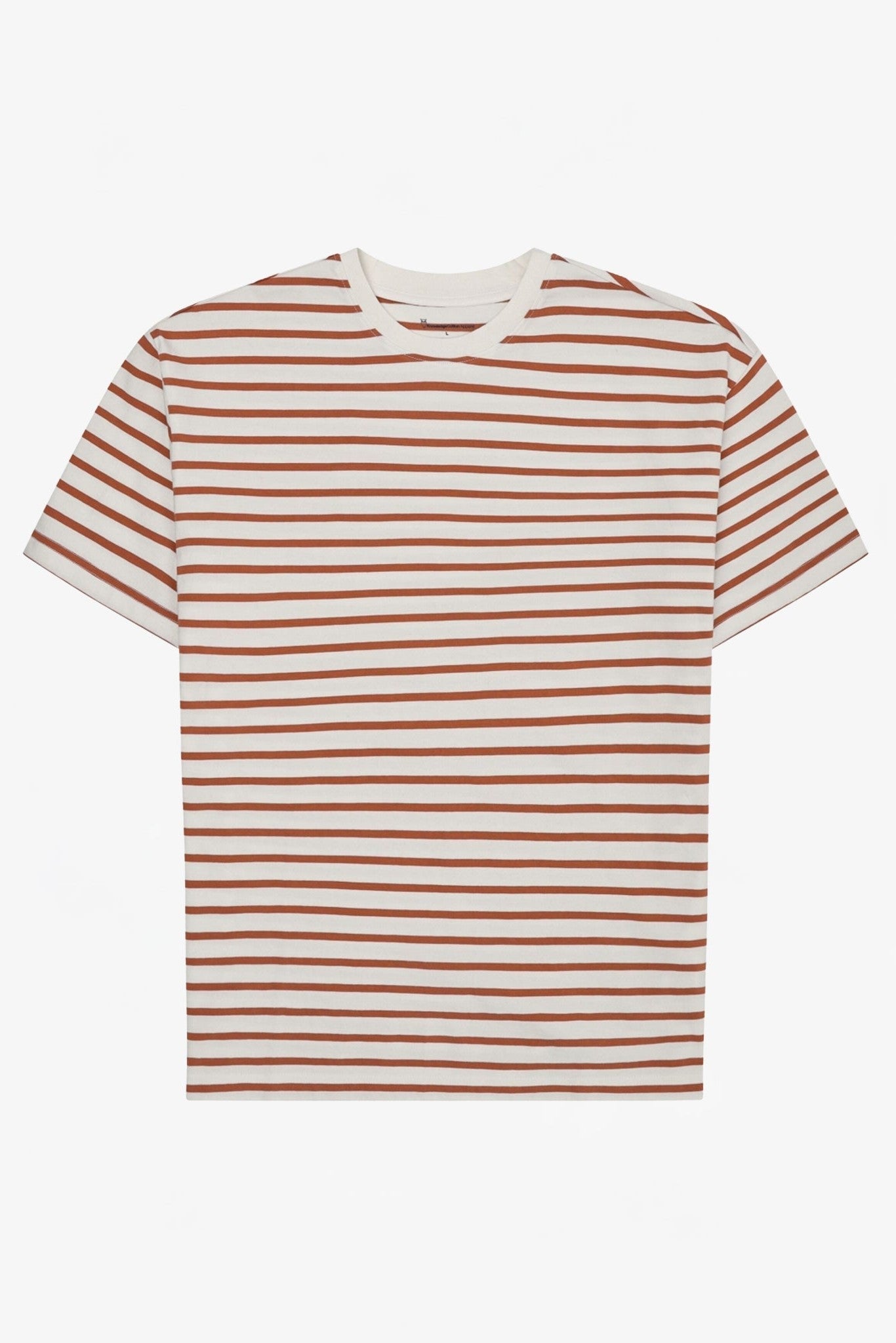 KNOWLEDGE COTTON - Organic Cotton Striped T-Shirt - Red Stripe - BACKYARD