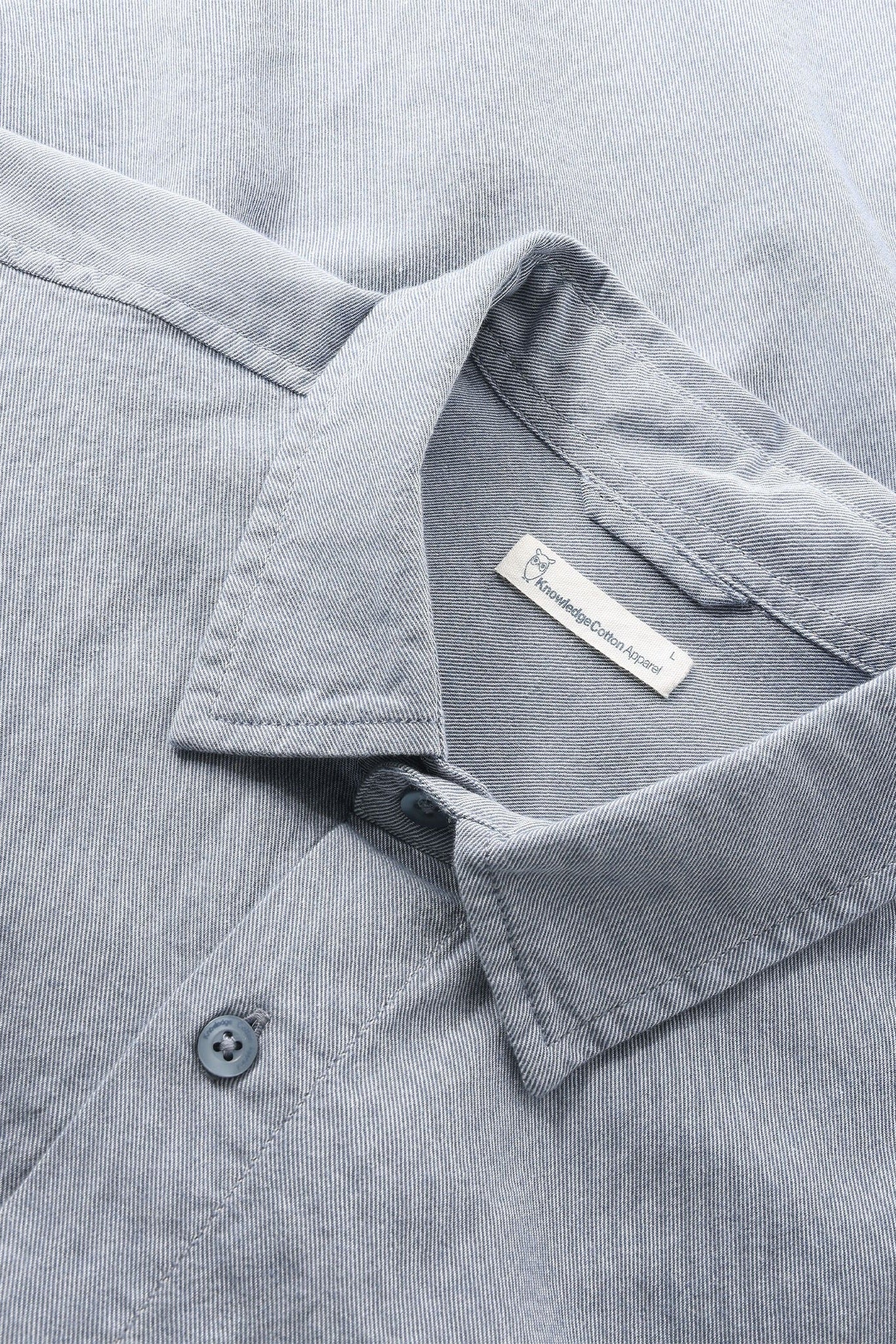 KNOWLEDGE COTTON - Regular Fit Light Twill Shirt - Vintage Indigo - BACKYARD