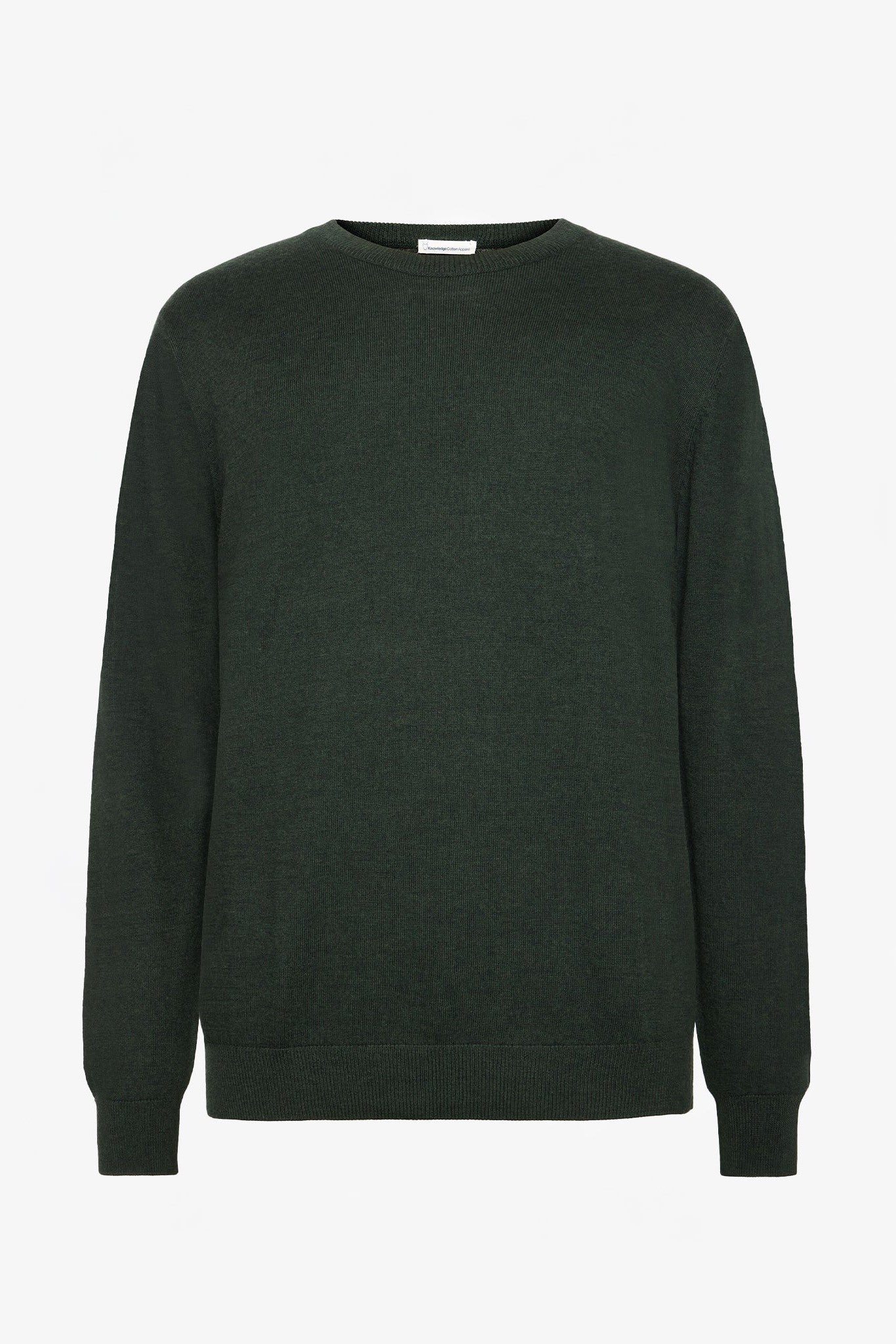 KNOWLEDGE COTTON - Regular Merino Knit Crew Neck - Forest Night - BACKYARD