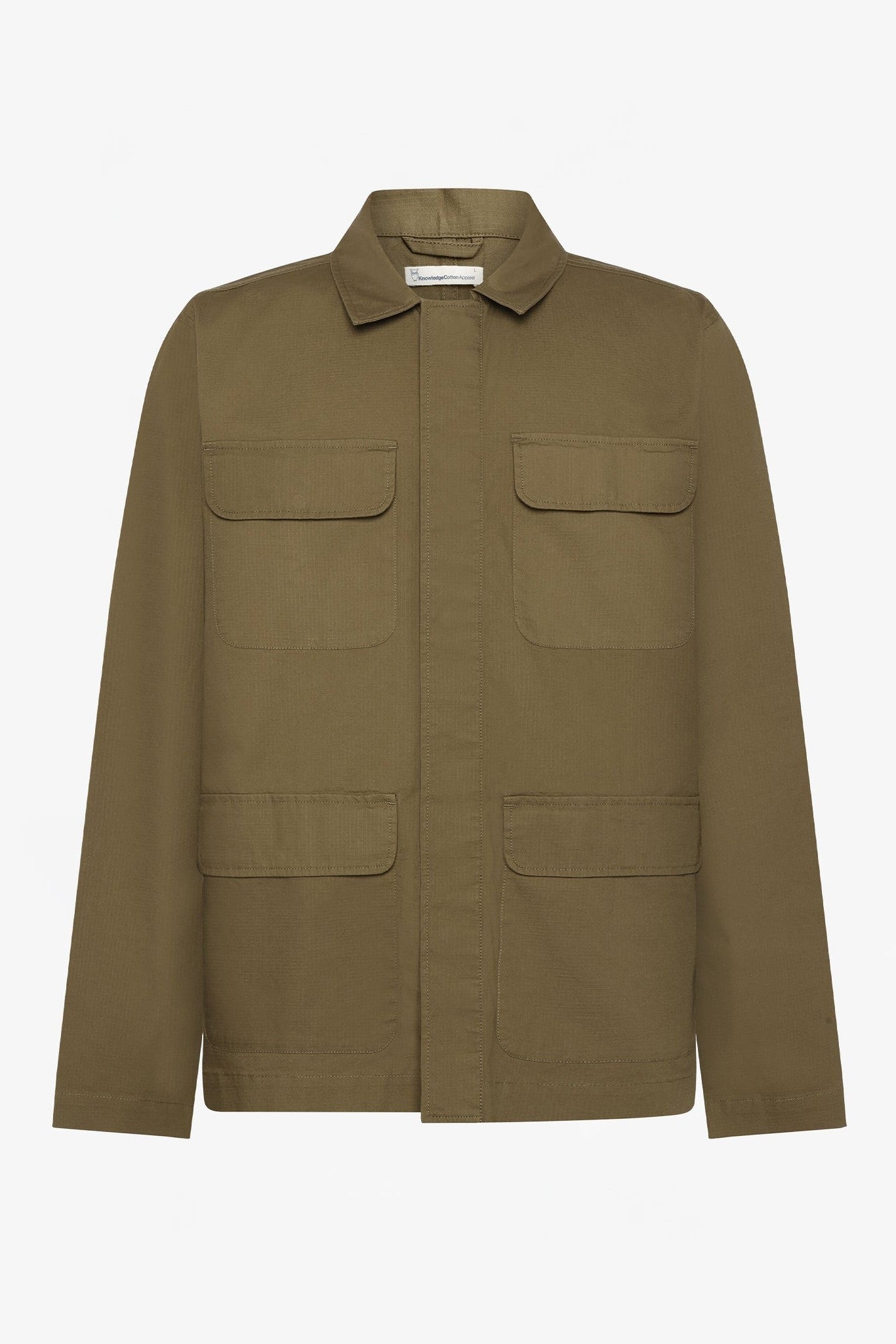 KNOWLEDGE COTTON - Ribstop Overshirt - Burned Olive - BACKYARD