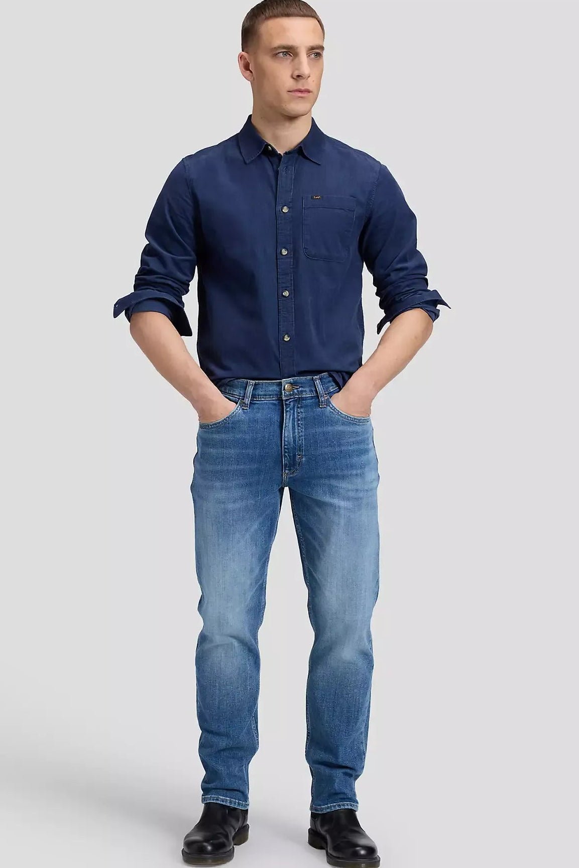 LEE-David Regular Tapered Jeans-Lowland-BACKYARD