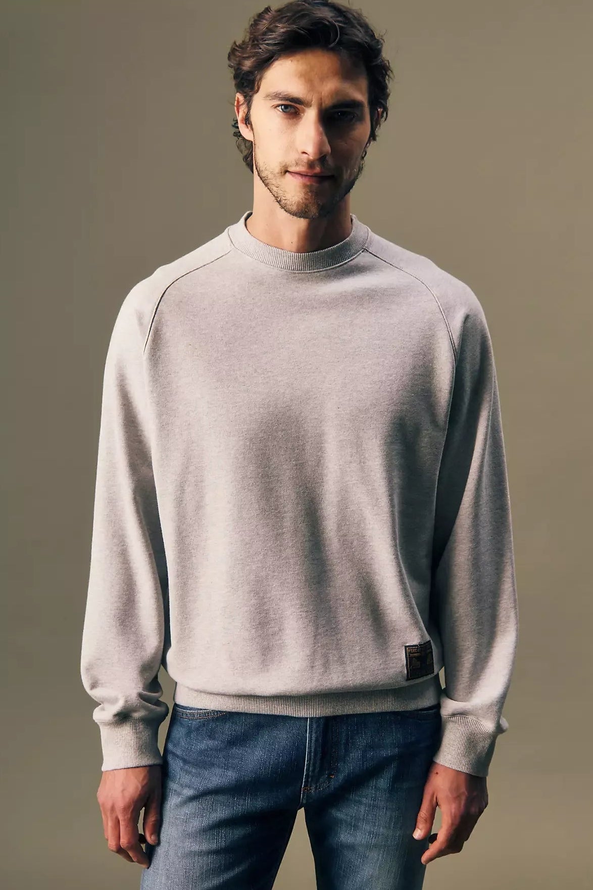 LEE-Gold Regular Crew Sweatshirt-Light Grey Heather-BACKYARD