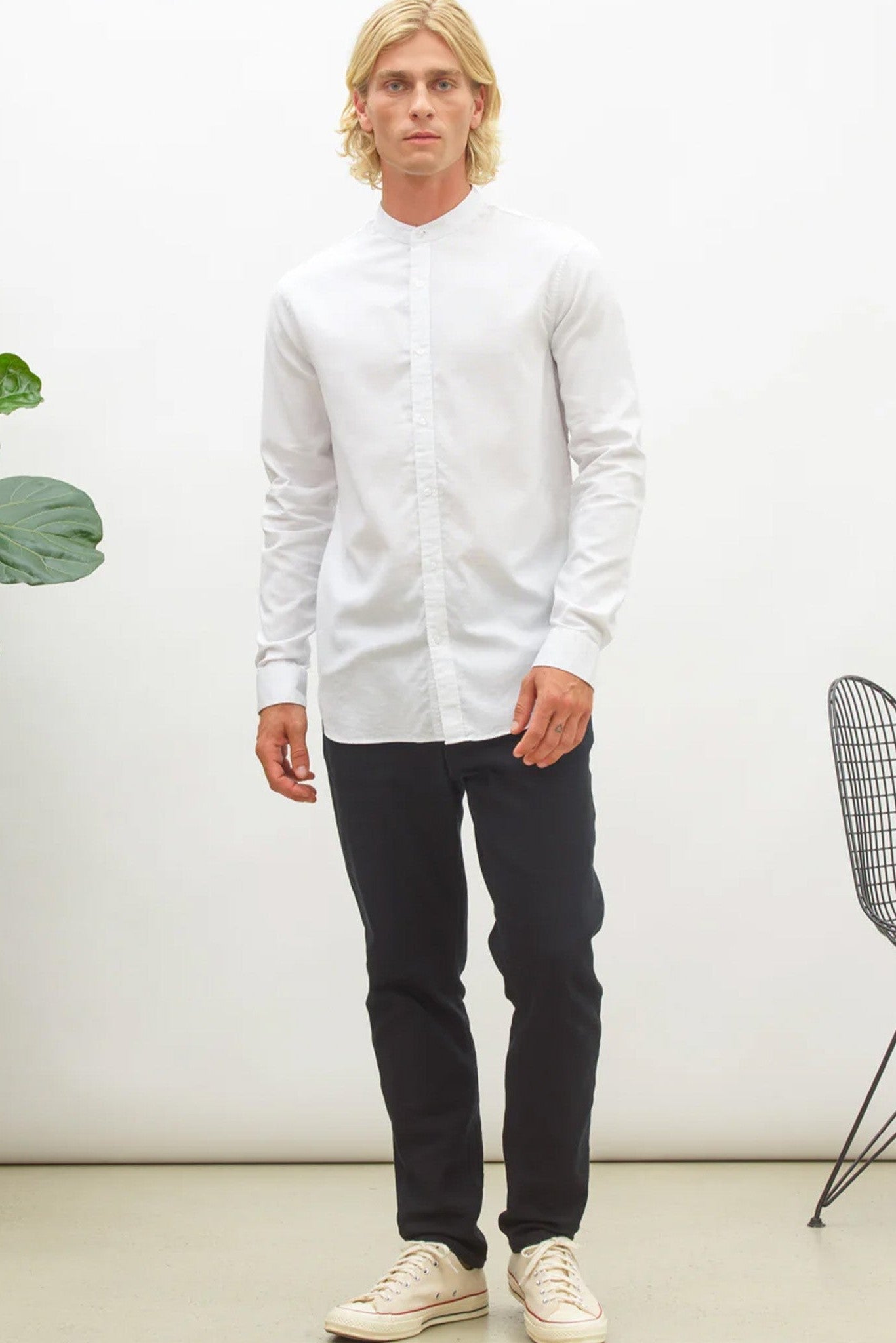 NOWADAYS - Oxford Melange Shirt - Bright White - BACKYARD