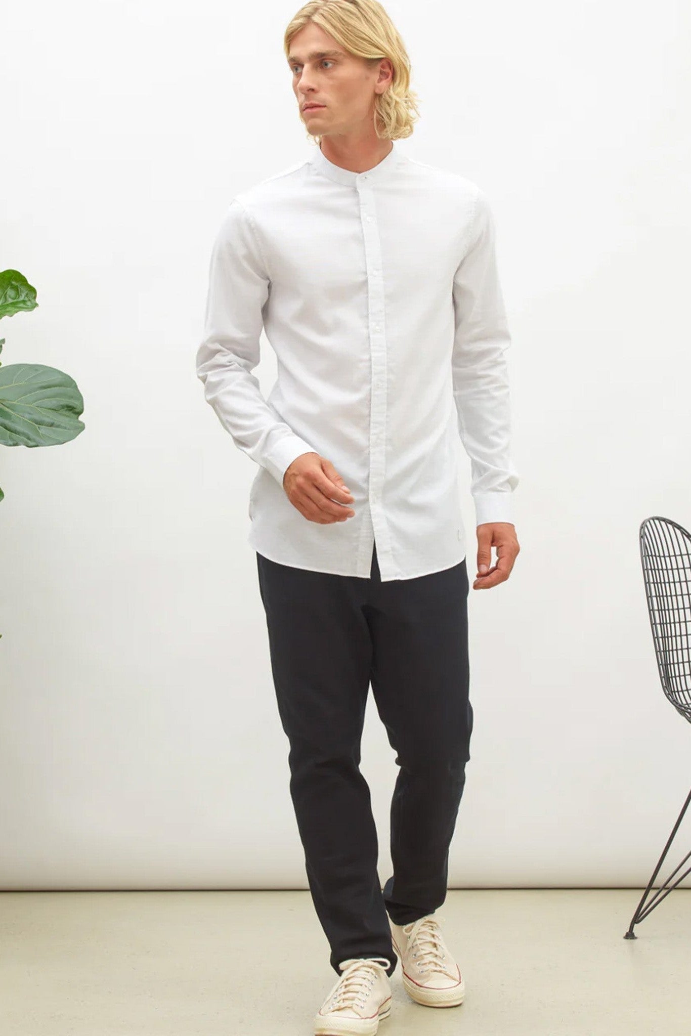 NOWADAYS - Oxford Melange Shirt - Bright White - BACKYARD