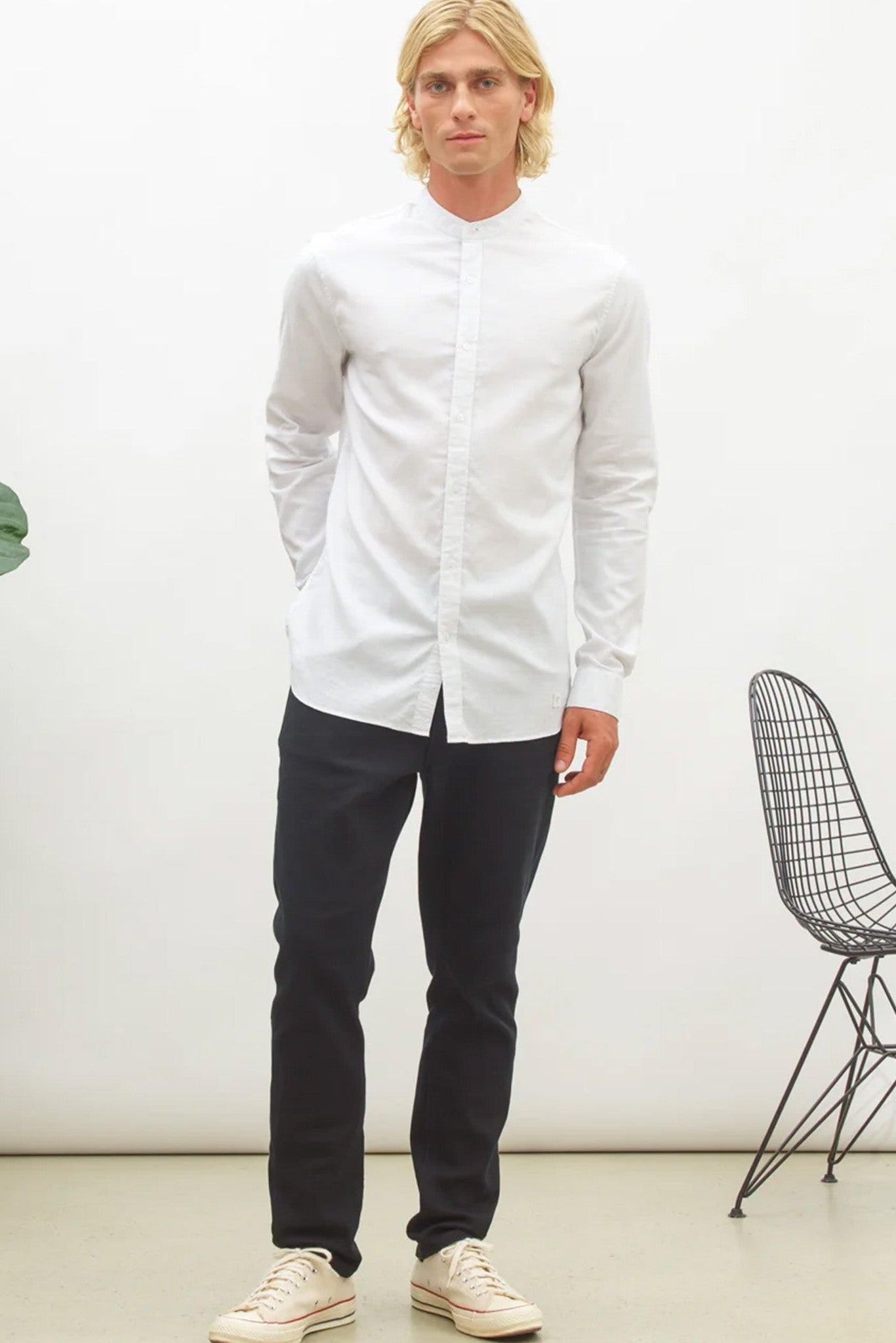NOWADAYS - Oxford Melange Shirt - Bright White - BACKYARD