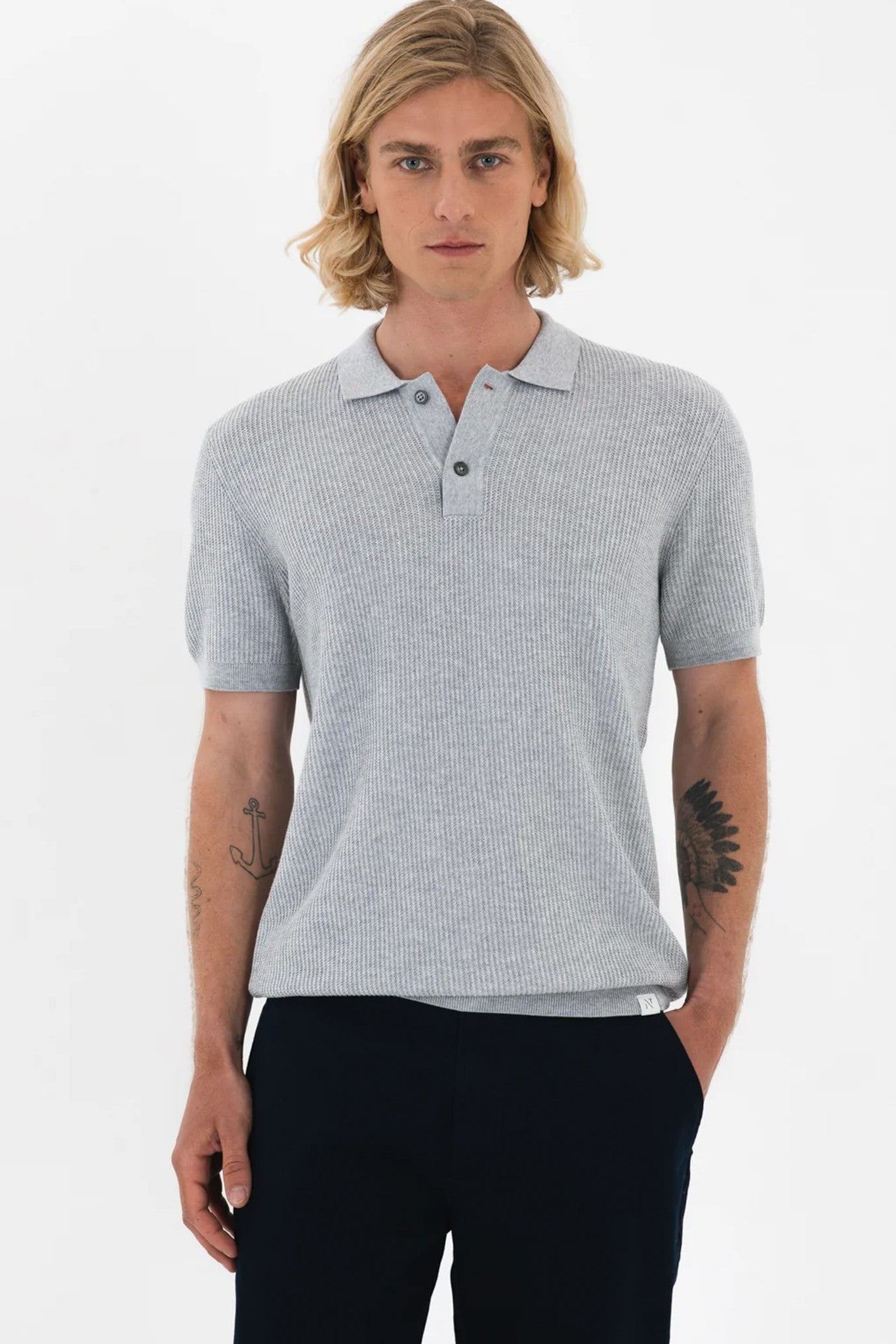 NOWADAYS - Racket Polo - Grey Melange - BACKYARD