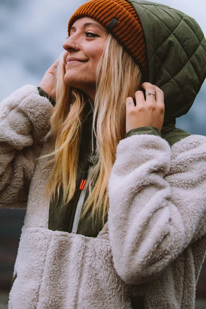 PASSENGER-Beaumont Recycled Sherpa Hooded Fleece 2.0-Vintage White-BACKYARD