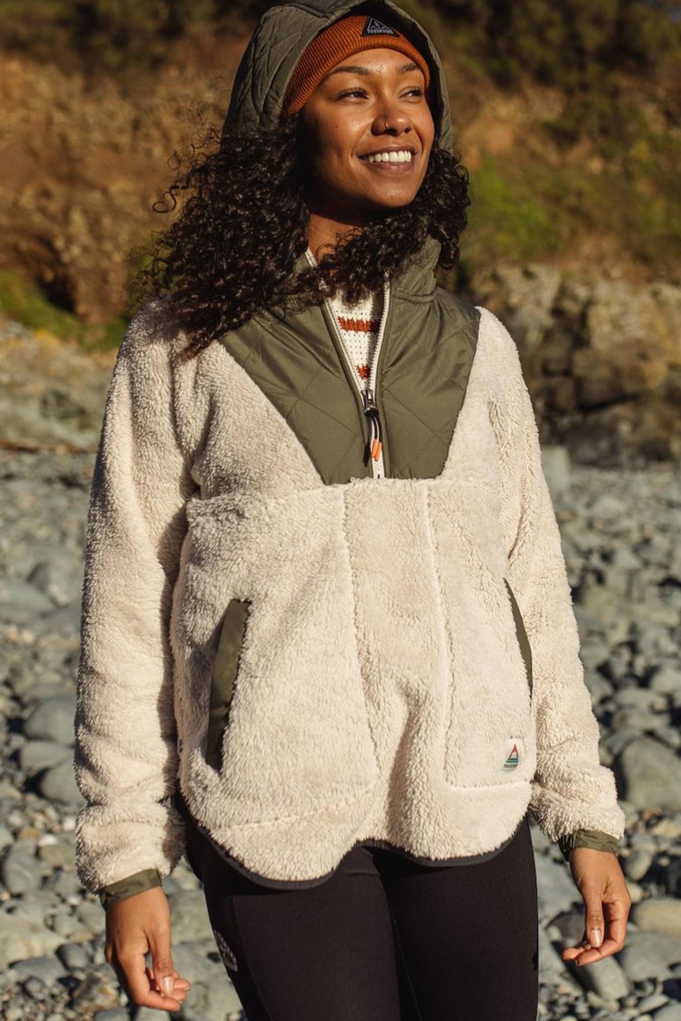 PASSENGER - Beaumont Recycled Sherpa Hooded Fleece - Vintage White - BACKYARD