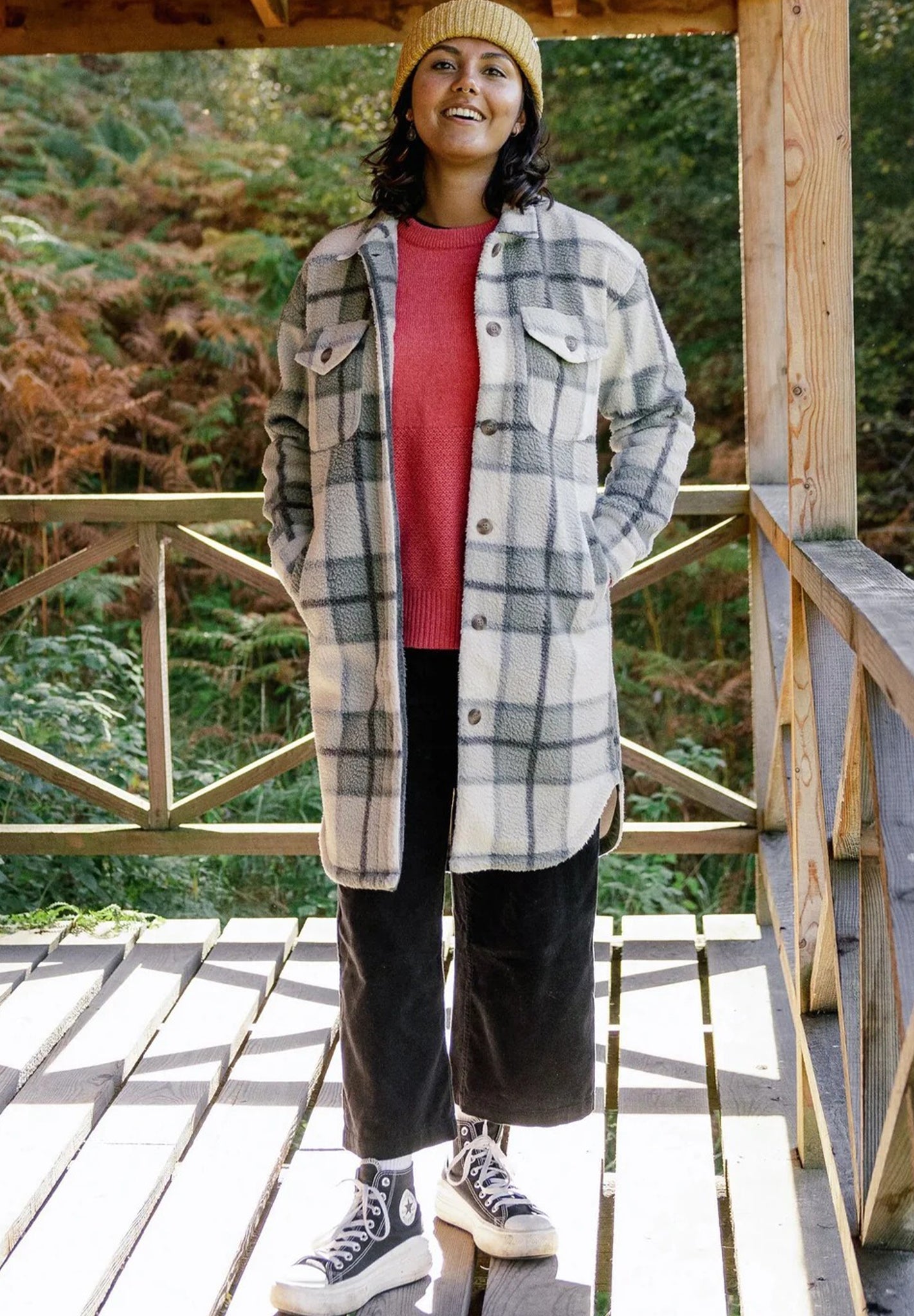 PASSENGER - Cloudy 2.0 Recycled Sherpa Fleece Shirt - Pistachio Check - BACKYARD