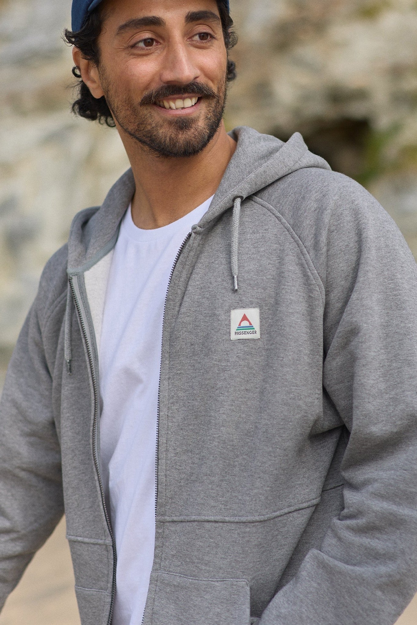 PASSENGER - Heritage Full Zip Recycled Cotton Hoodie - Dark Grey Marl - BACKYARD