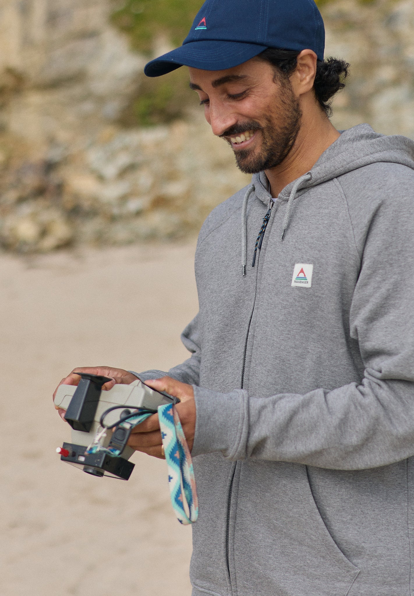 PASSENGER - Heritage Full Zip Recycled Cotton Hoodie - Dark Grey Marl - BACKYARD