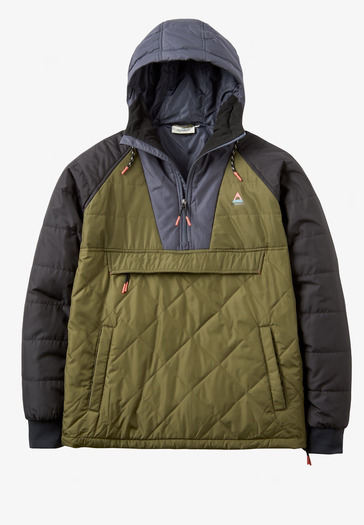 PASSENGER - Oceanic Recycled Insulated 1/2 Zip Jacket - Black Khaki - BACKYARD