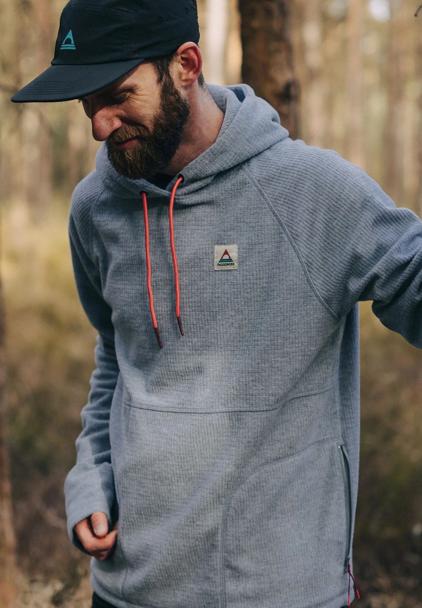 PASSENGER - Point Grid Recycled Fleece Hoodie - Grey Marl - BACKYARD