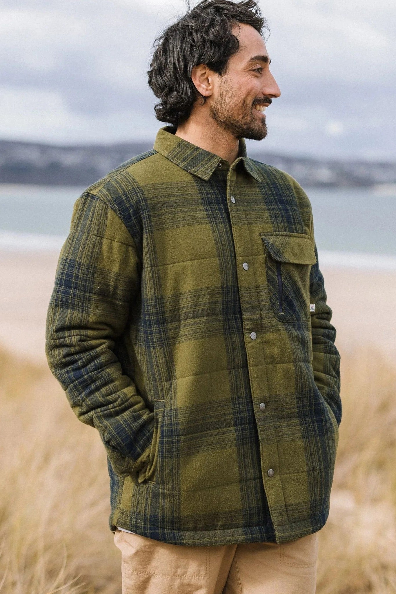PASSENGER - Taranaki Quilted Overshirt - Navy Khaki Check - BACKYARD