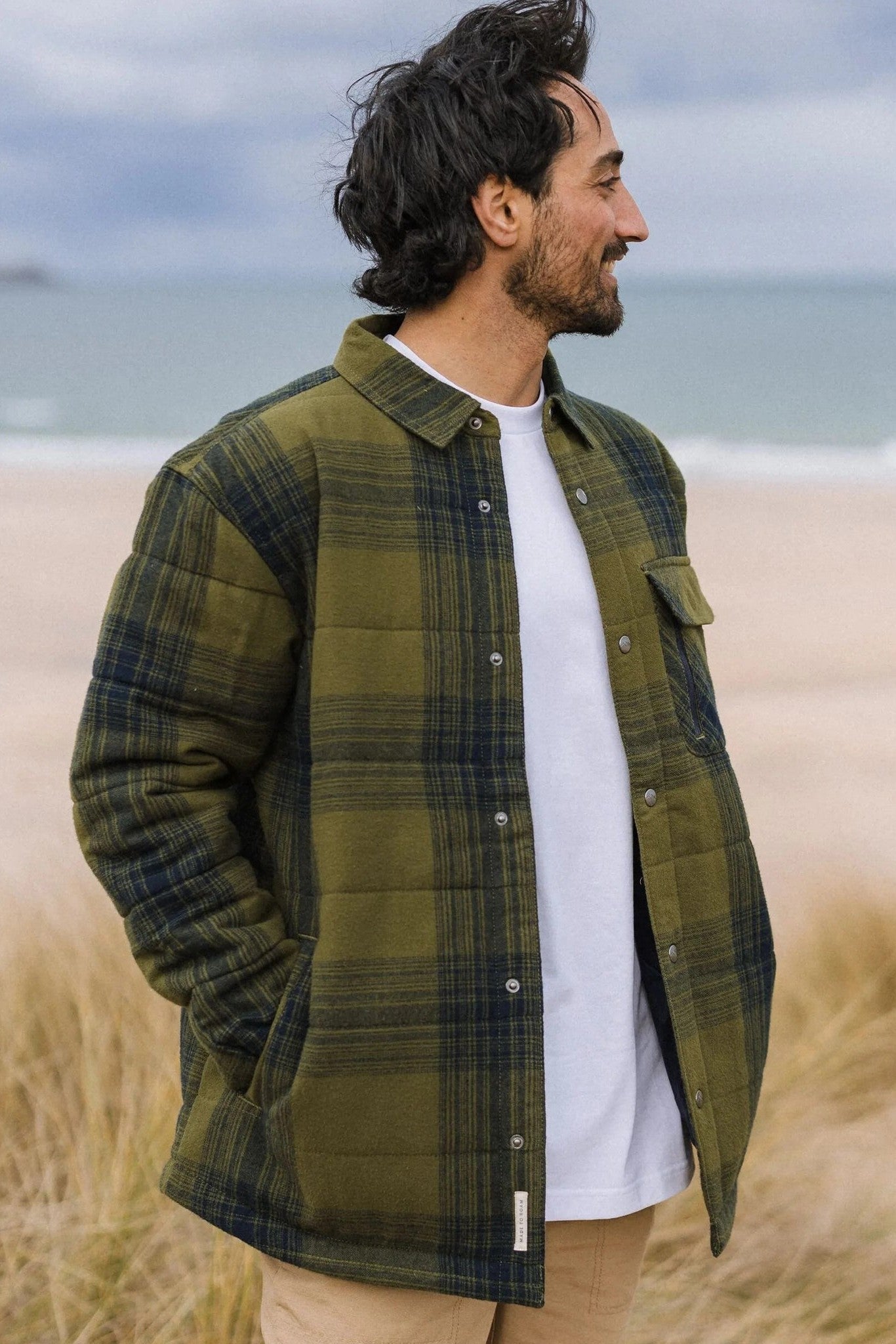 PASSENGER - Taranaki Quilted Overshirt - Navy Khaki Check - BACKYARD