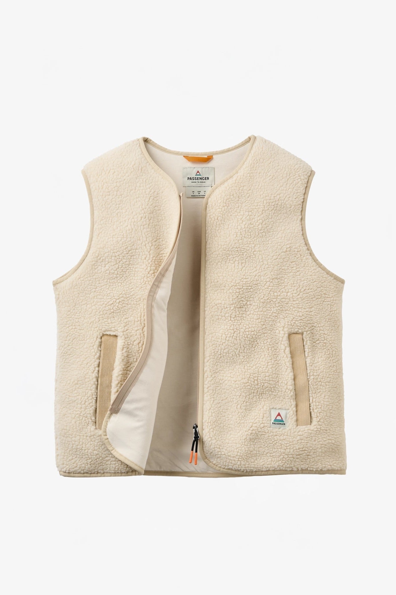 PASSENGER - Tawny Collarless Deep - Pile Sherpa Gilet - Oat - BACKYARD