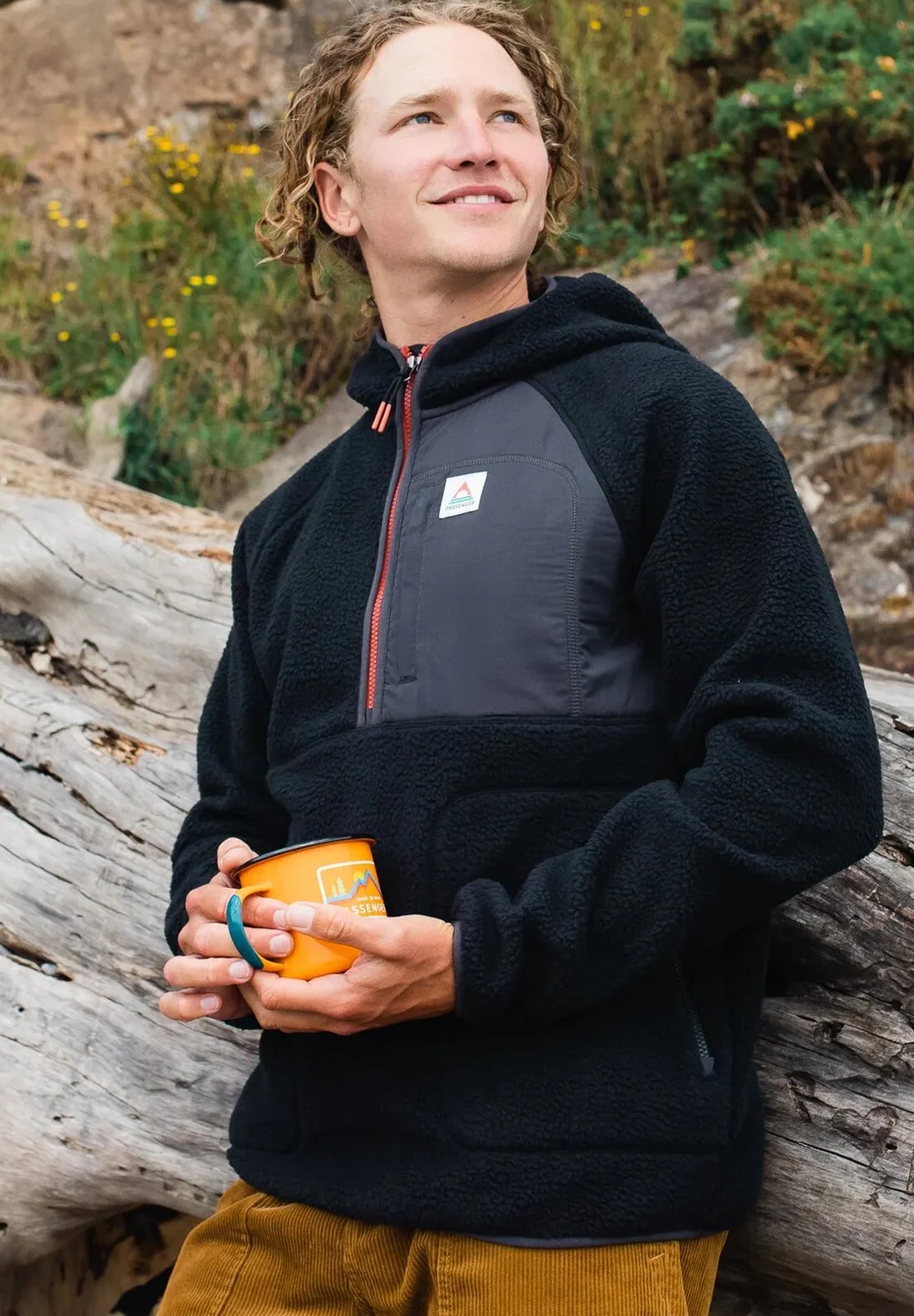 PASSENGER - Ventura 1/2 Zip Recycled Sherpa Fleece - Black - BACKYARD