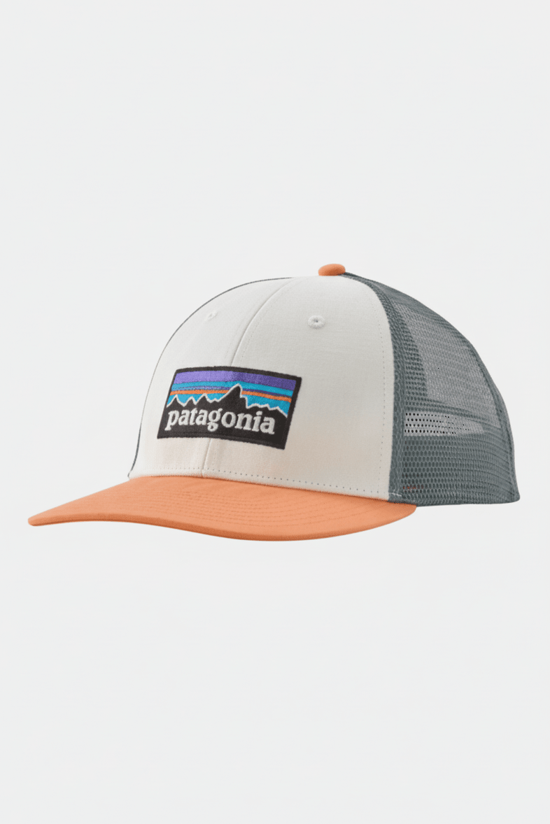 PATAGONIA - P - 6 Logo LoPro Trucker Hat - White w/Peach Sherbet - BACKYARD