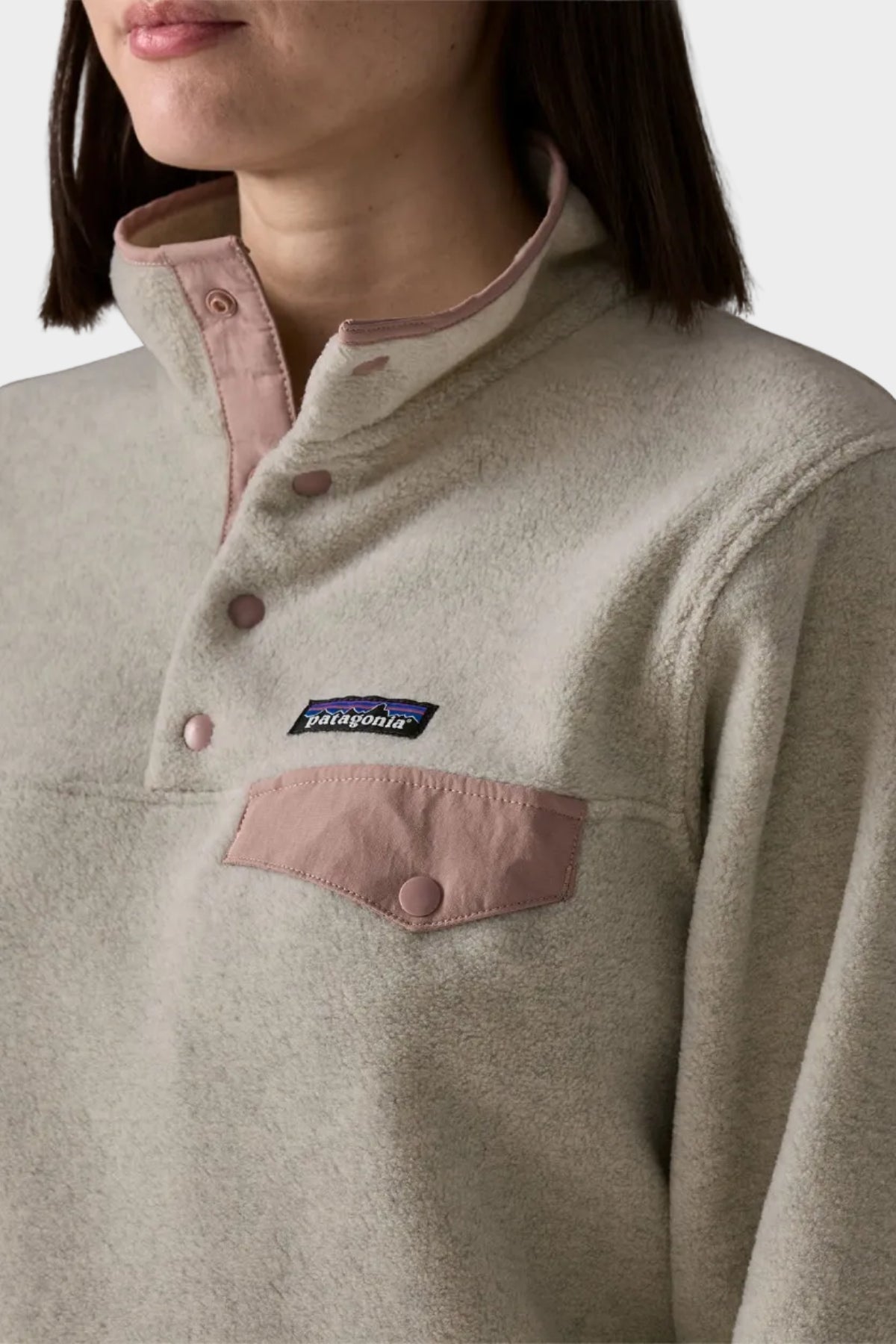 PATAGONIA-Women's Lightweight Synchilla Snap-T Pullover-Oatmeal Heather Moonrise Taupe-BACKYARD