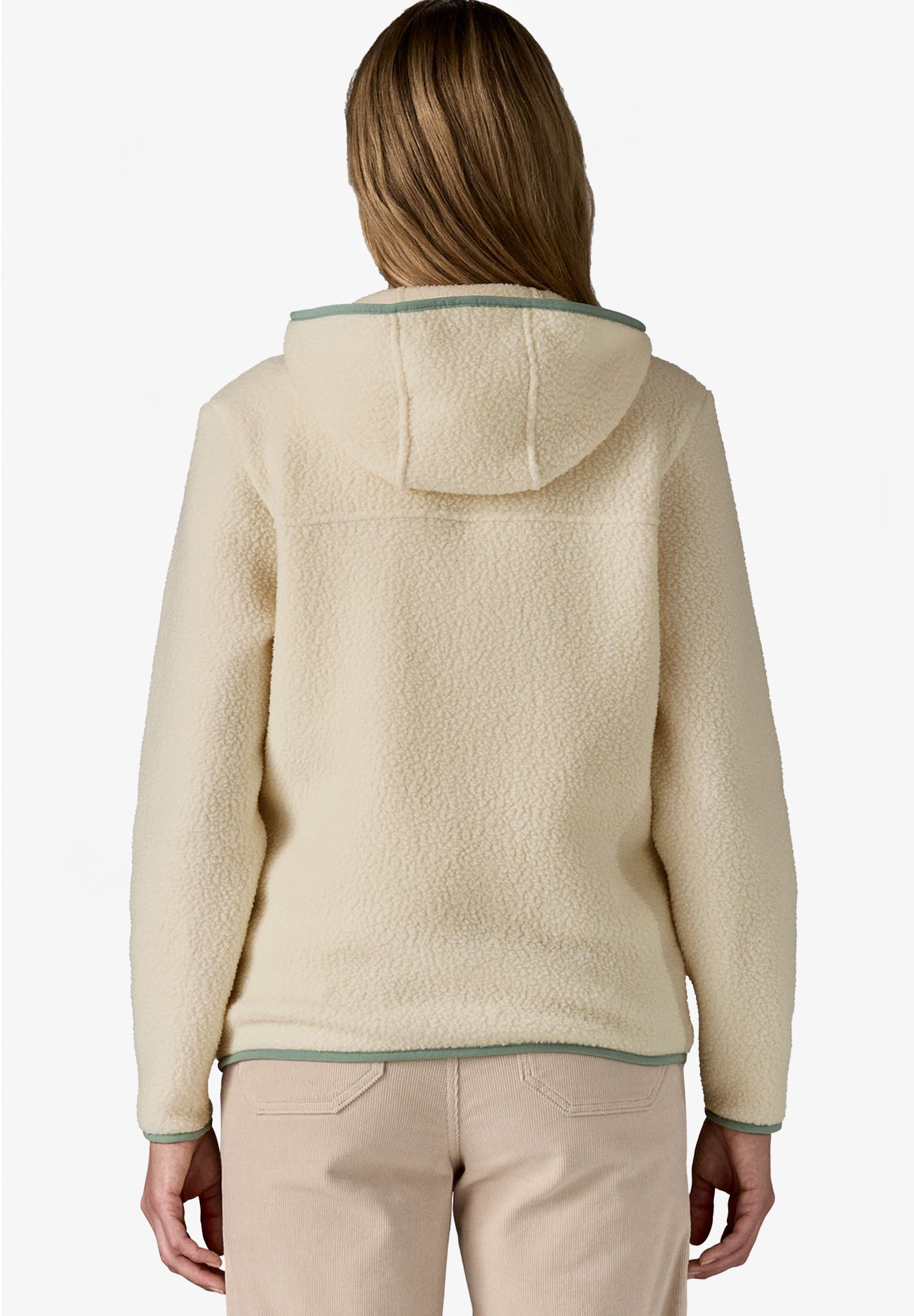 PATAGONIA - Women's Retro Pile Hoody - Natural w/Ellwood Green - BACKYARD