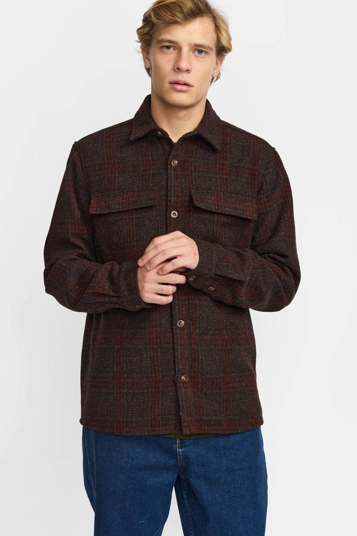 REVOLUTION-3282 Utility Overshirt-Darkred-BACKYARD