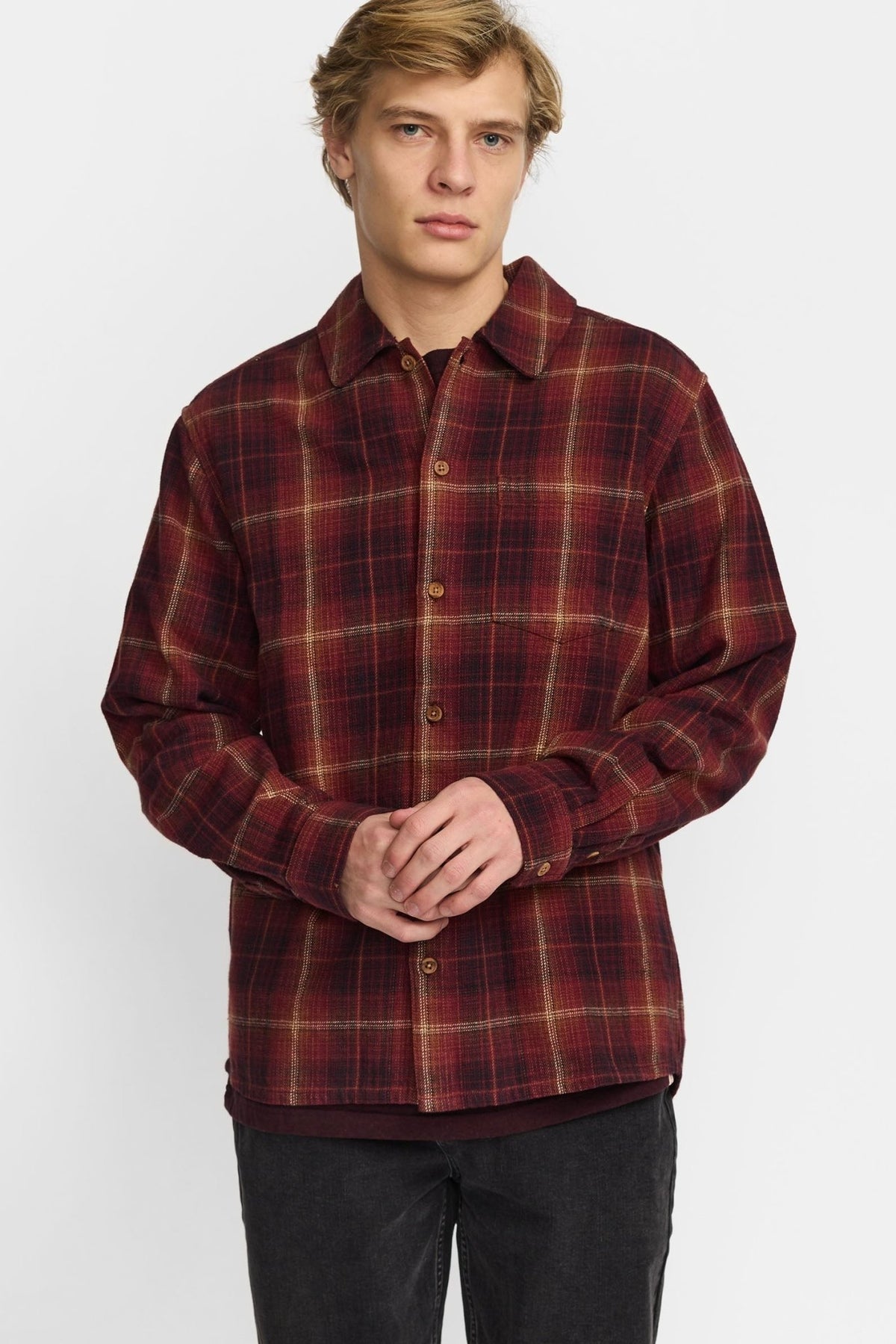 REVOLUTION-3284 Casual Shirt-Red-BACKYARD