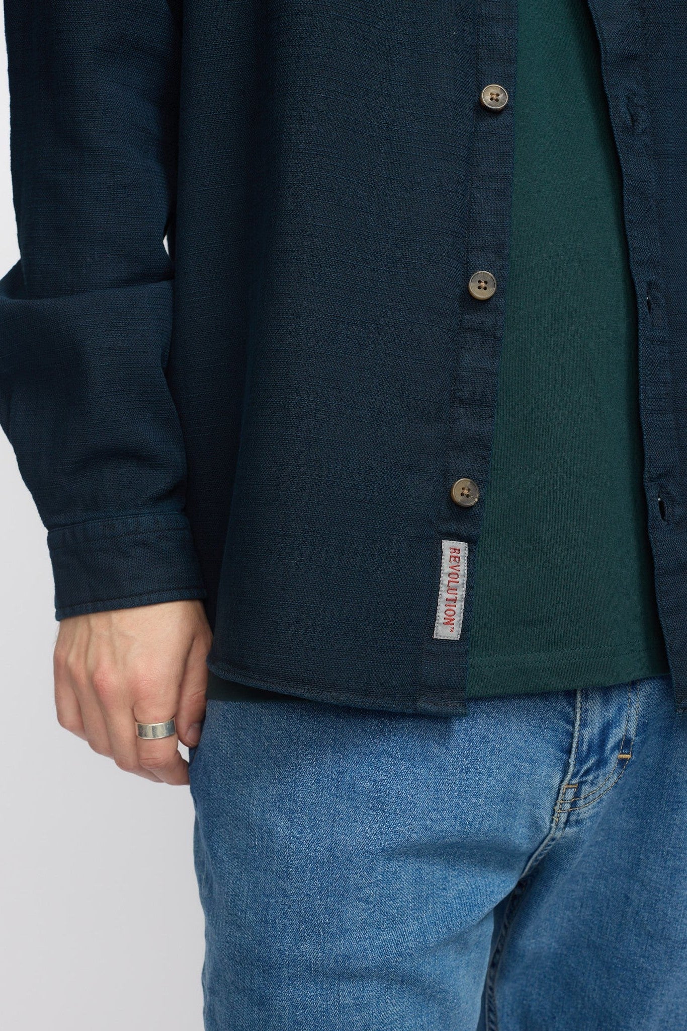 REVOLUTION - 3997 Casual Overshirt - Navy - BACKYARD