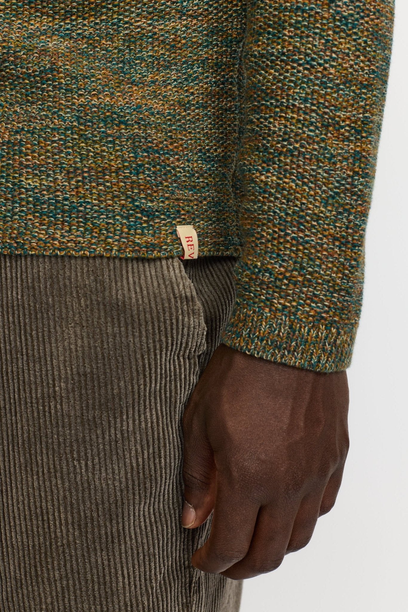 REVOLUTION-6009 Knit Sweater-Army-BACKYARD