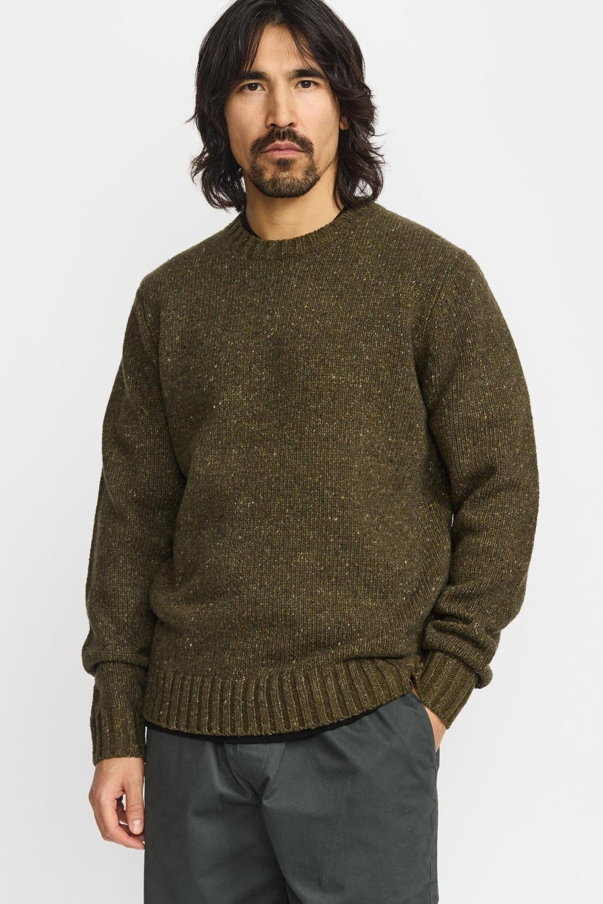 REVOLUTION-6538 Knit Sweater-Army-BACKYARD