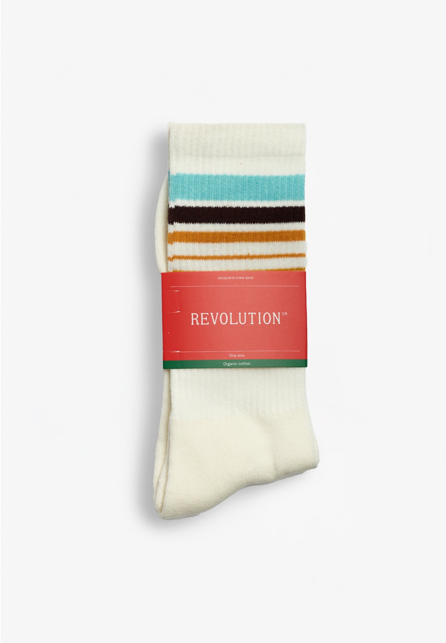REVOLUTION - 8920 Jacquard Crew Socks - Offwhite - BACKYARD
