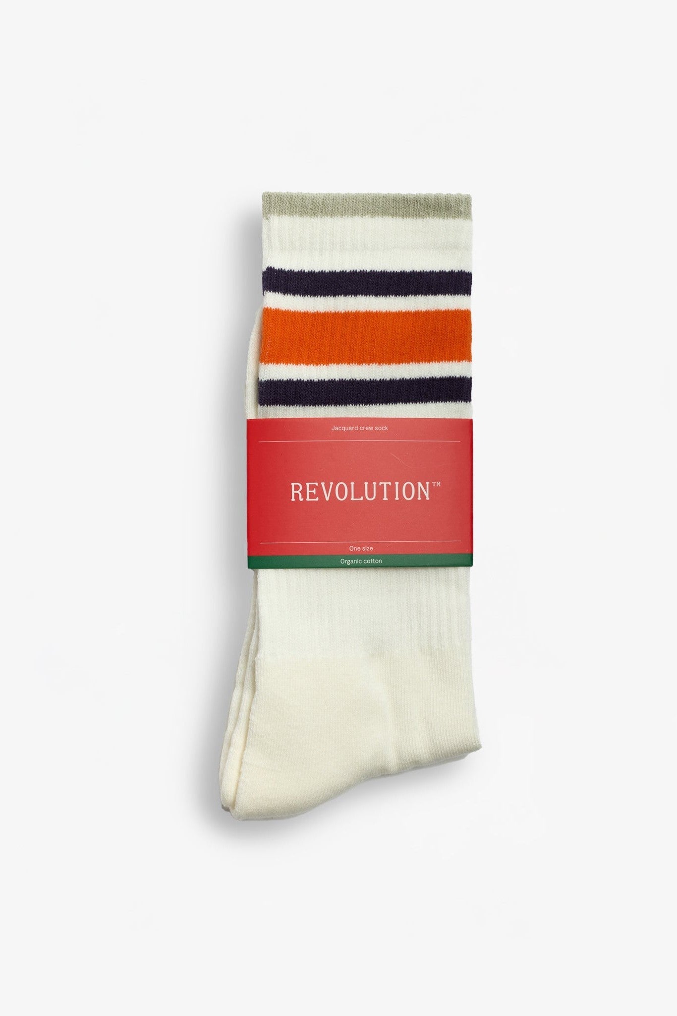 REVOLUTION - 8922 Jacquard Crew Socks - Offwhite - BACKYARD