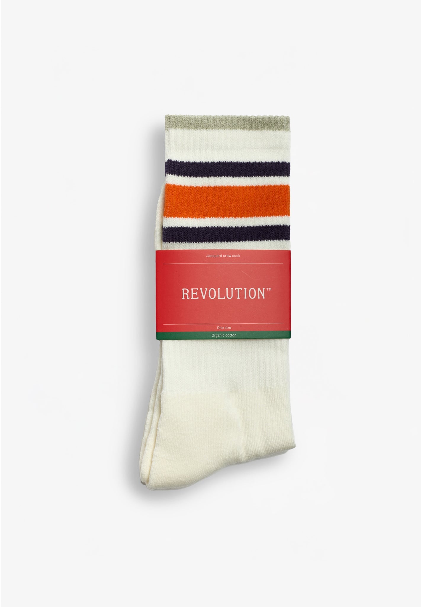REVOLUTION - 8922 Jacquard Crew Socks - Offwhite - BACKYARD